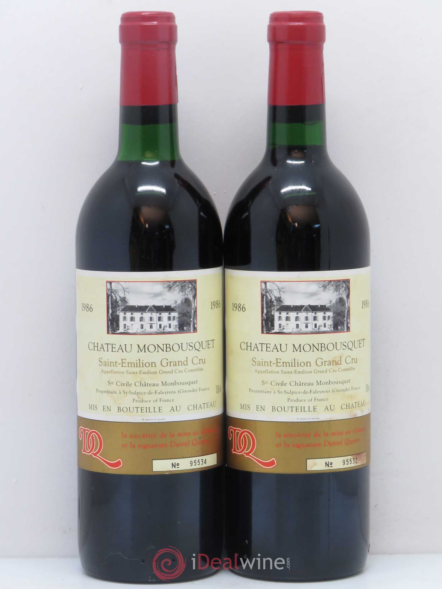 Château Monbousquet Grand Cru Classé 1986 - Lot de 2 bouteilles - 0