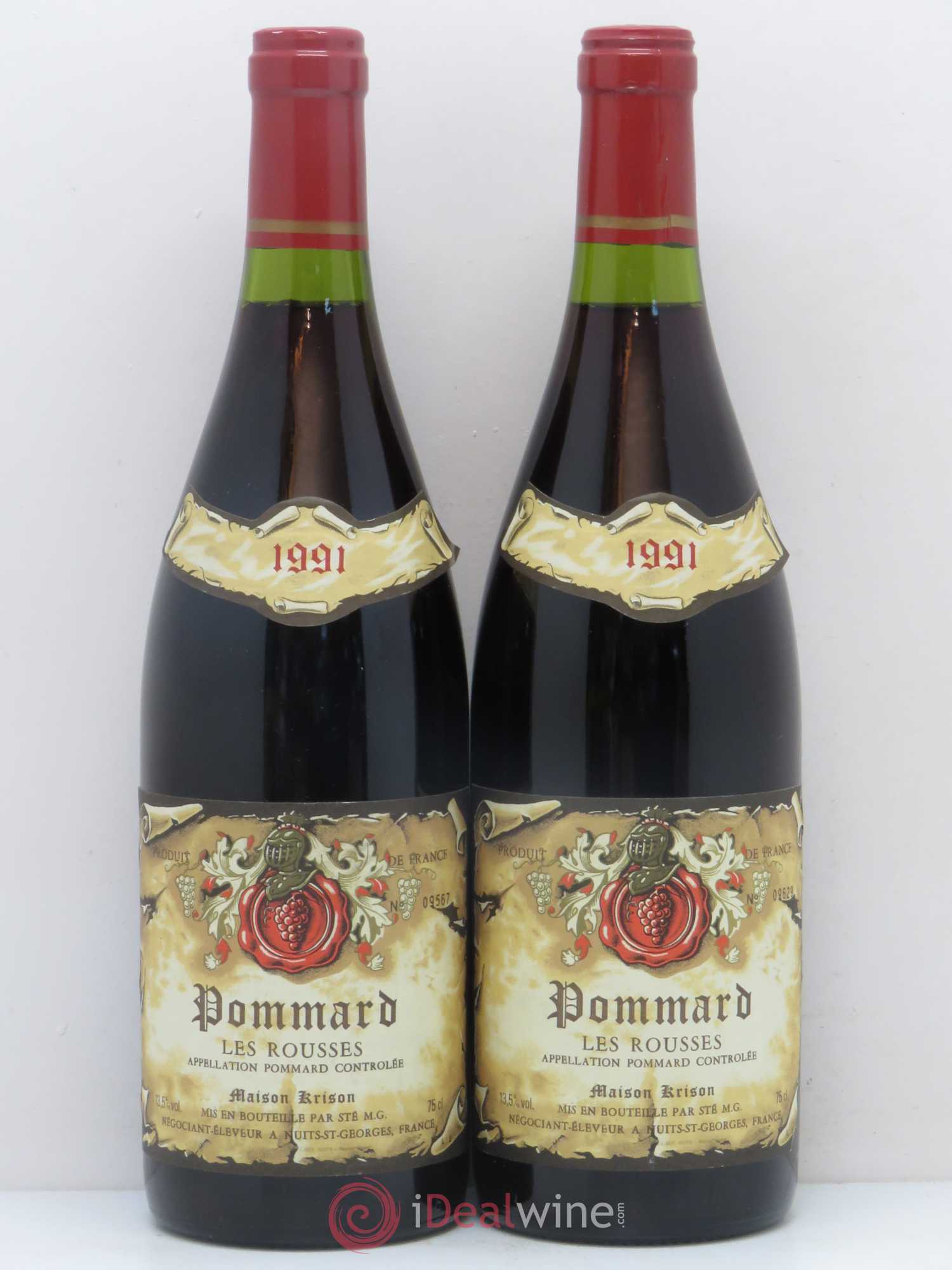 Pommard Les Rousses Maison Krison 1991 - Lot de 2 bouteilles - 0