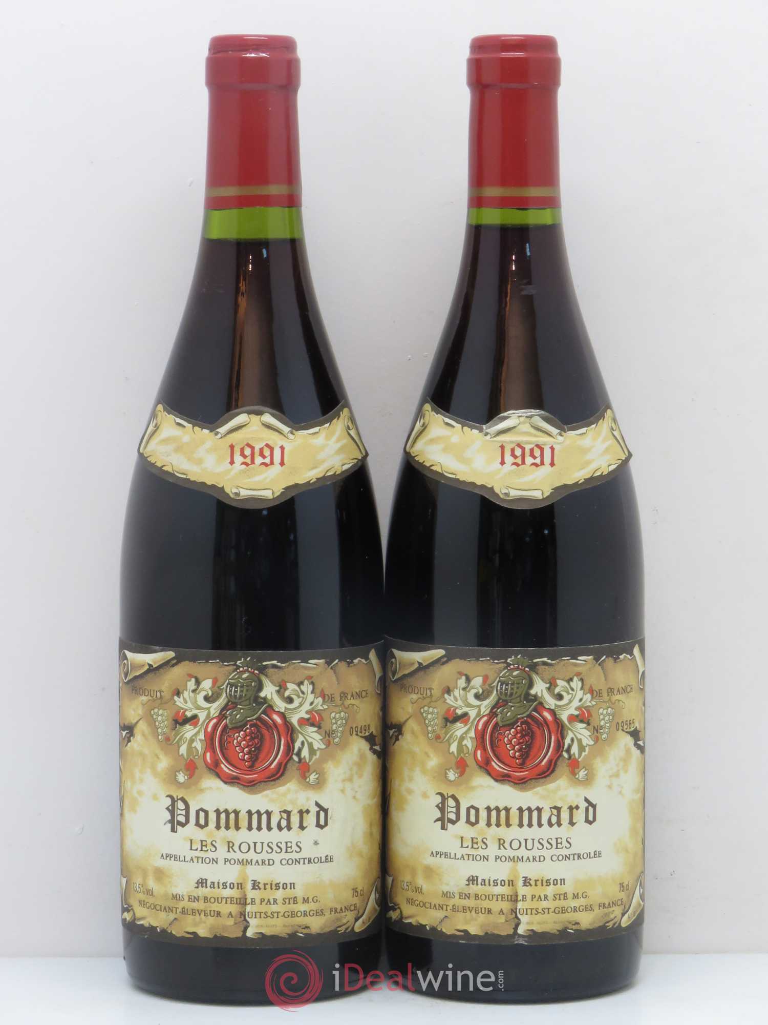 Pommard Les Rousses Maison Krison 1991 - Lot de 2 bouteilles - 0