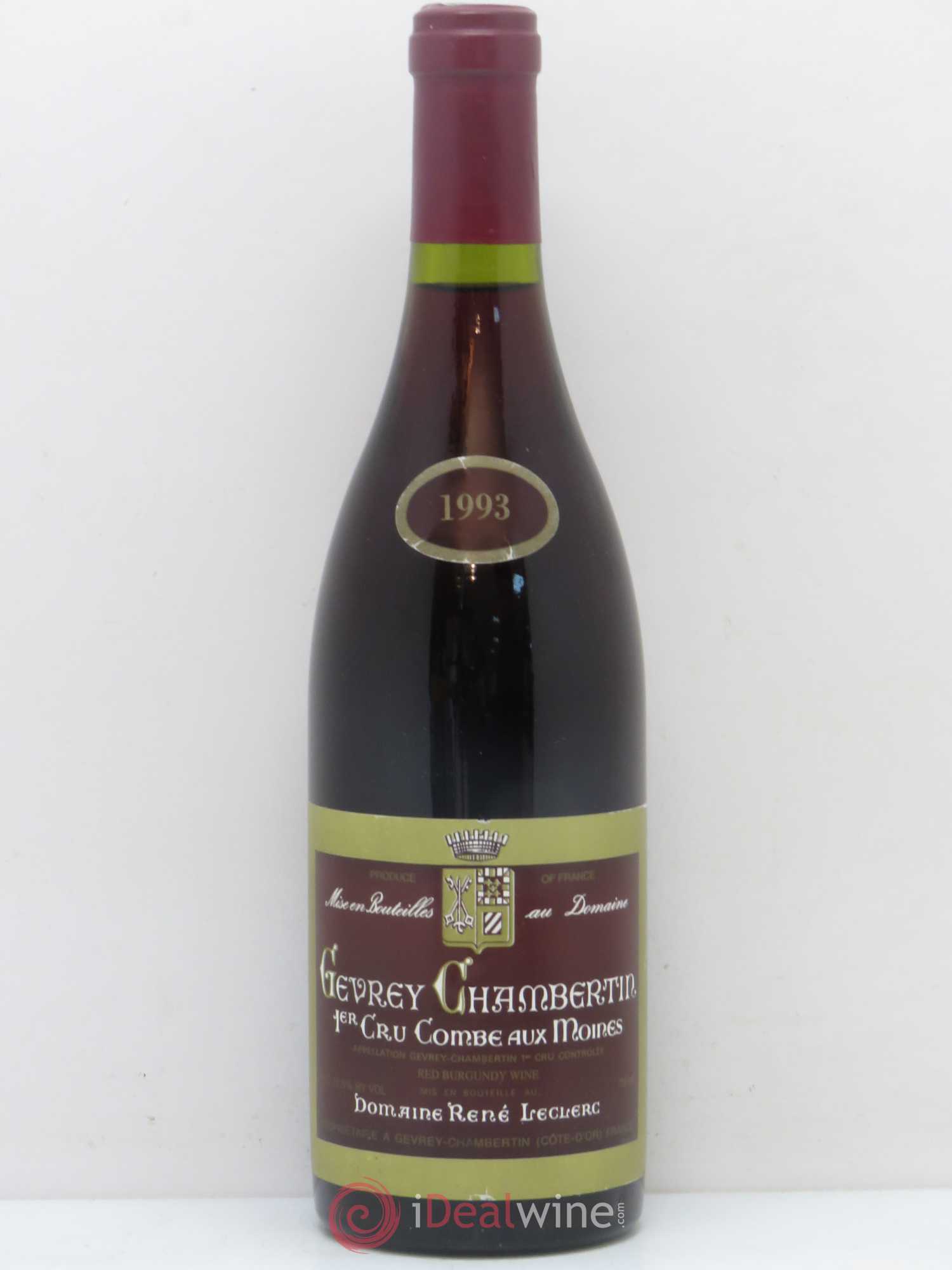 Gevrey-Chambertin 1er Cru Combe aux Moines Rene Leclerc 1993 - Lot de 1 bouteille - 0