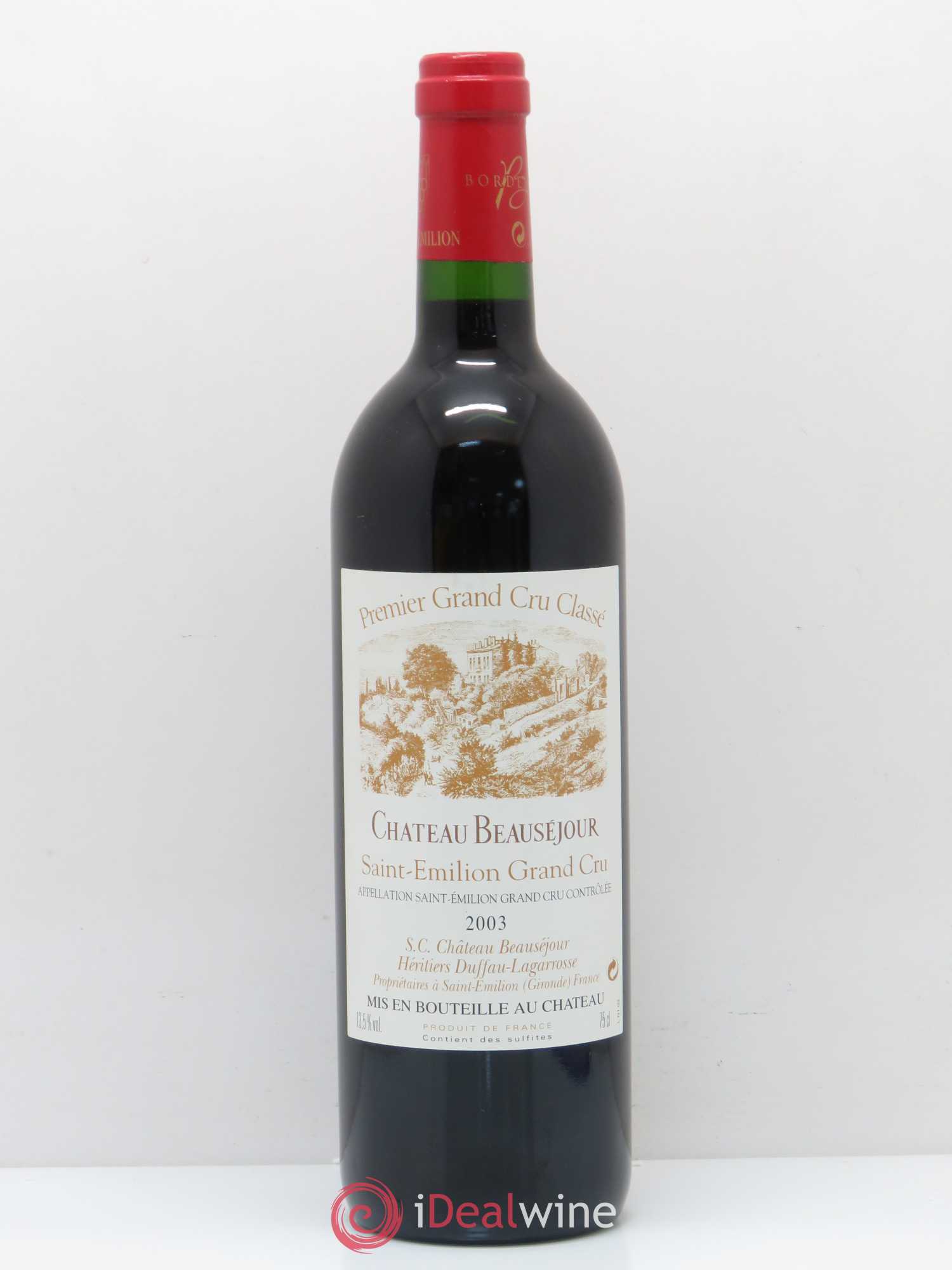 Château Beauséjour (Duffau-Lagarrosse) 1er Grand Cru Classé B 2003 - Lot de 1 bouteille - 0
