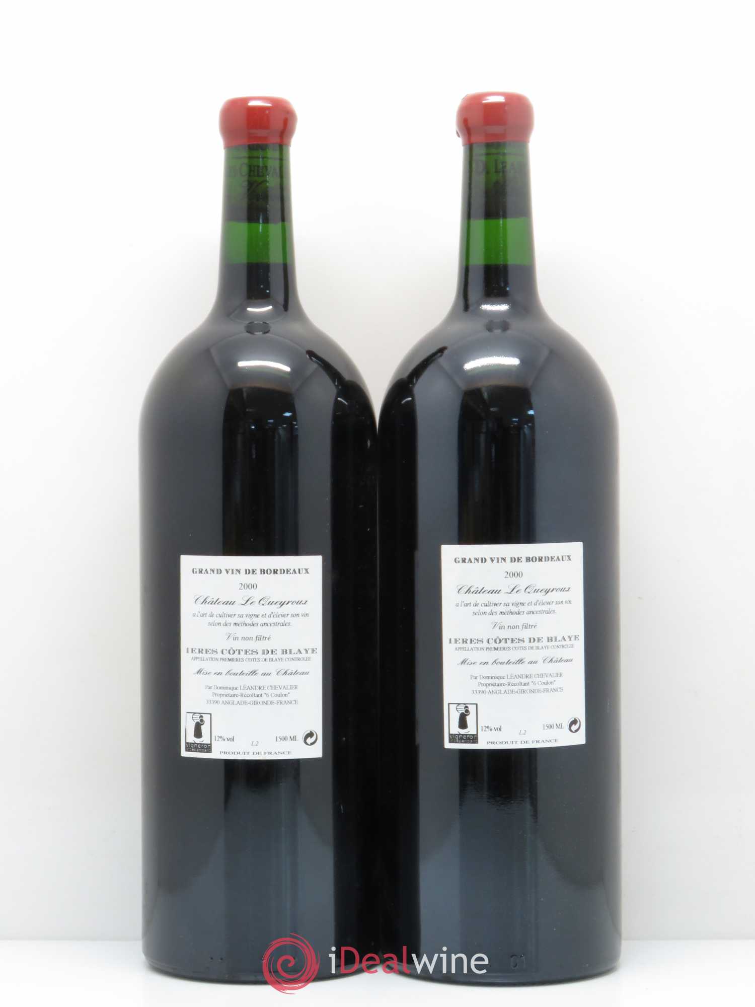 Premières-Côtes-de-Blaye (Blaye-Côtes-de-Bordeaux) Le Joyau du Chateau Le Queyroux 2000 - Posten von 2 Magnum - 1