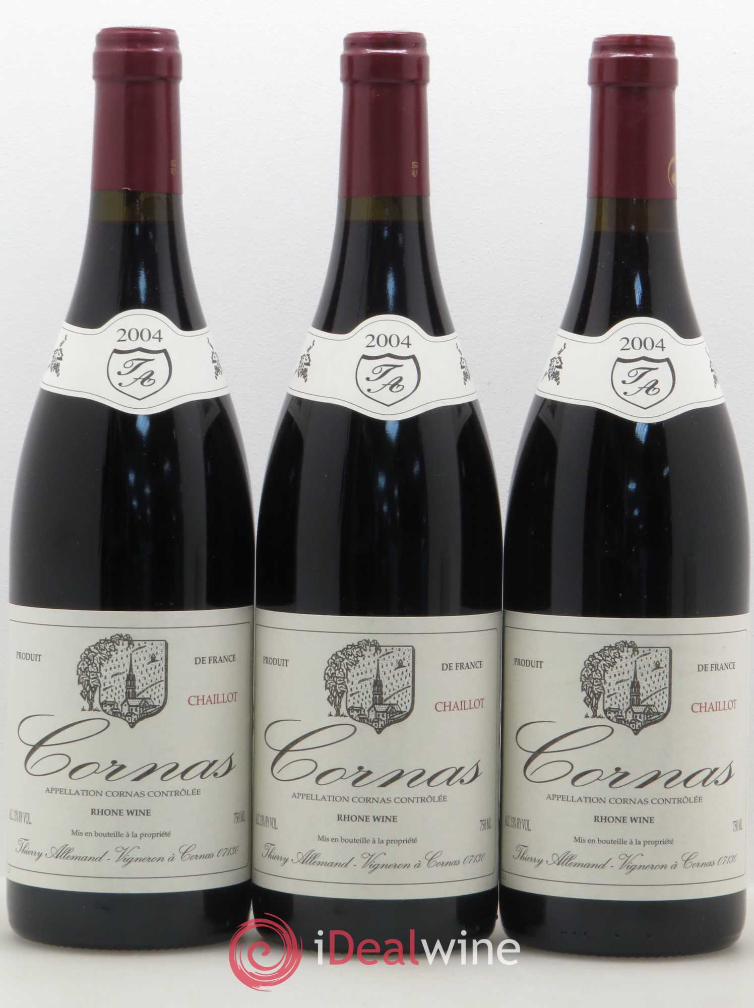 Cornas Chaillot Thierry Allemand 2004 - Lot de 3 bouteilles - 0