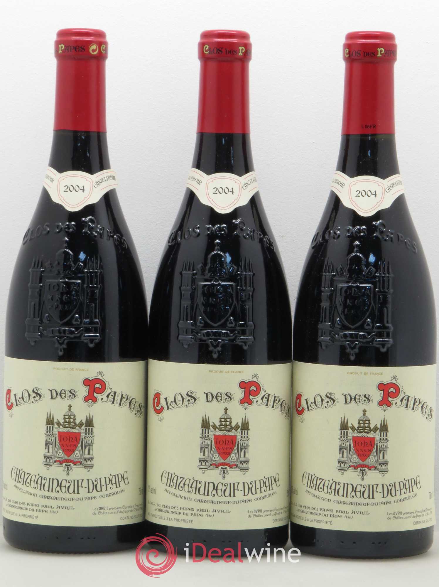 Châteauneuf-du-Pape Clos des Papes - Paul Avril 2004 - Lot de 3 bouteilles - 0