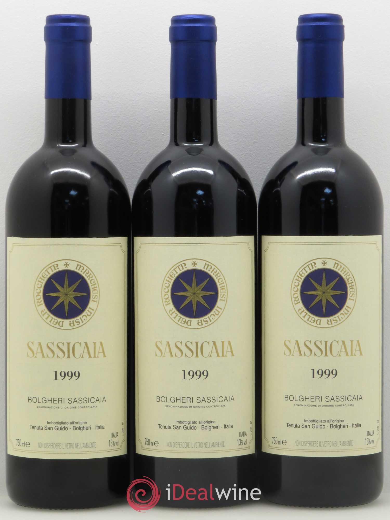 Bolgheri DOC Sassicaia Tenuta San Guido 1999 - Lot de 3 bouteilles - 0