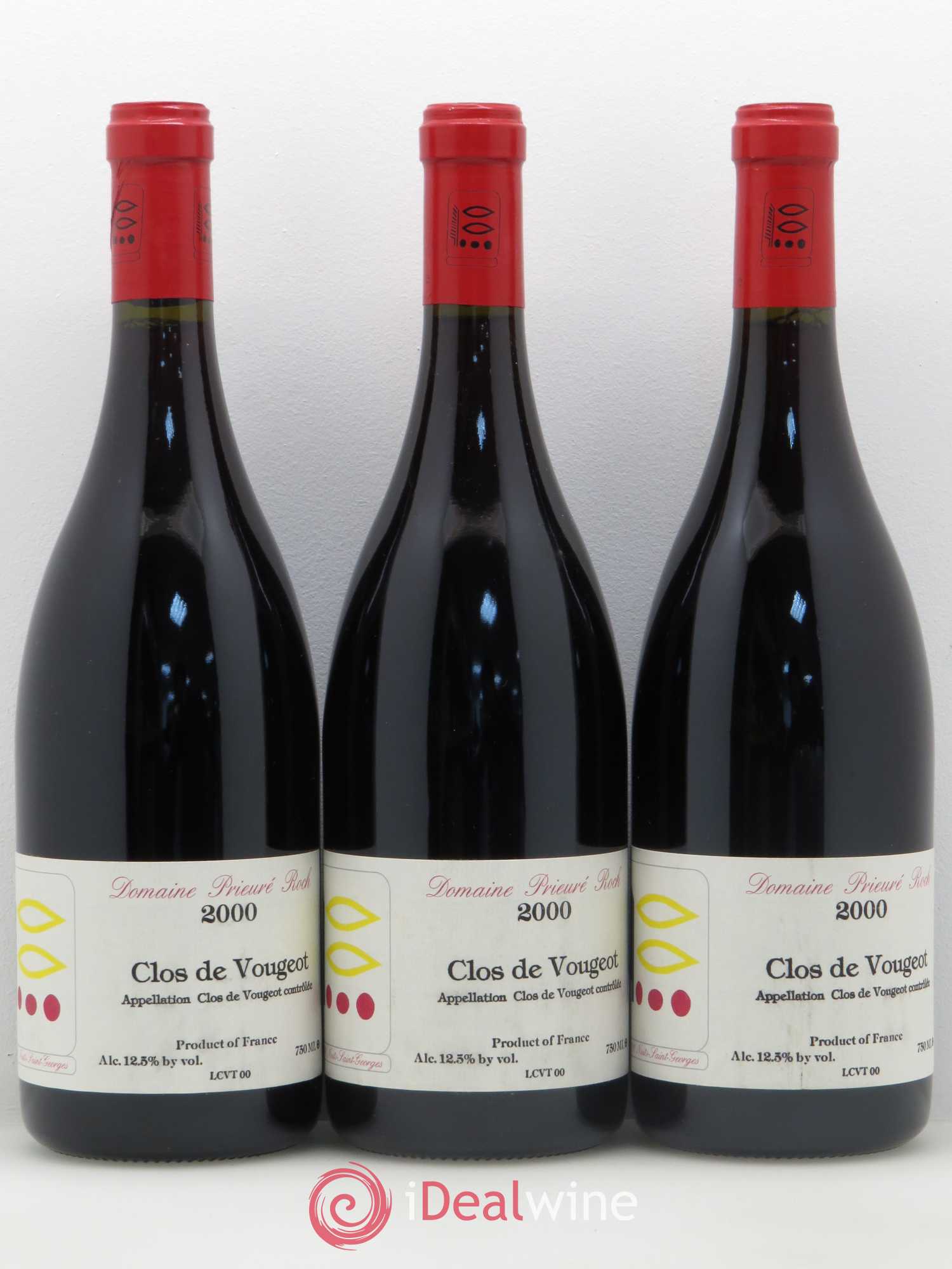 Clos de Vougeot Grand Cru Prieuré Roch 2000 - Lot de 3 bouteilles - 0