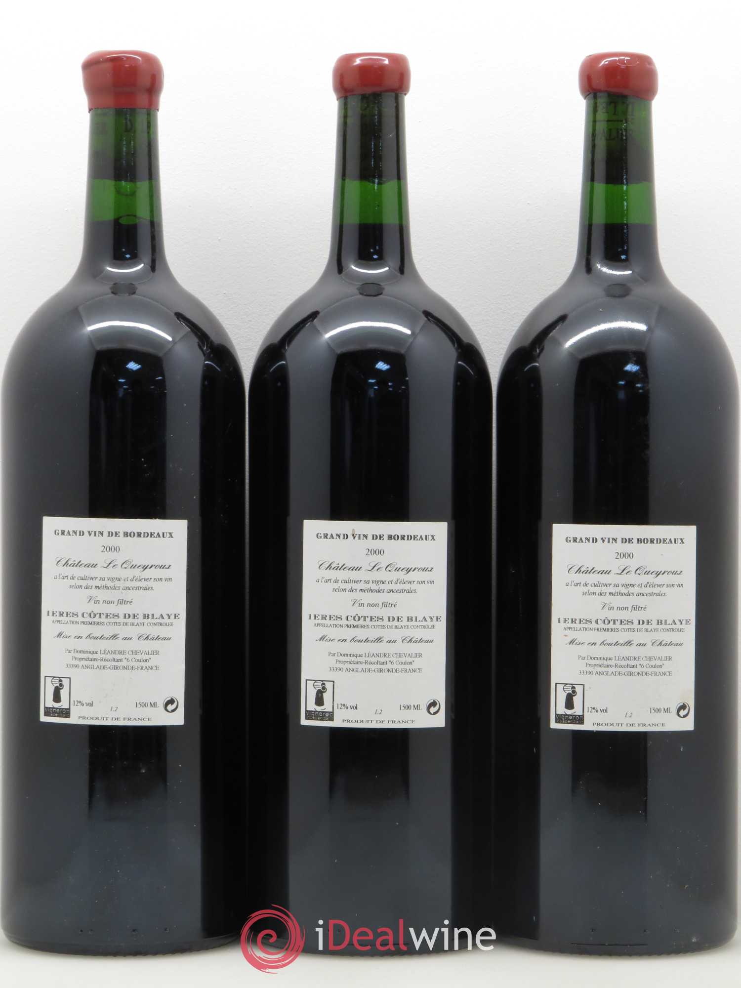 Premières-Côtes-de-Blaye (Blaye-Côtes-de-Bordeaux) Le Joyau du château Le Queyroux 2000 - Posten von 3 Magnum - 1