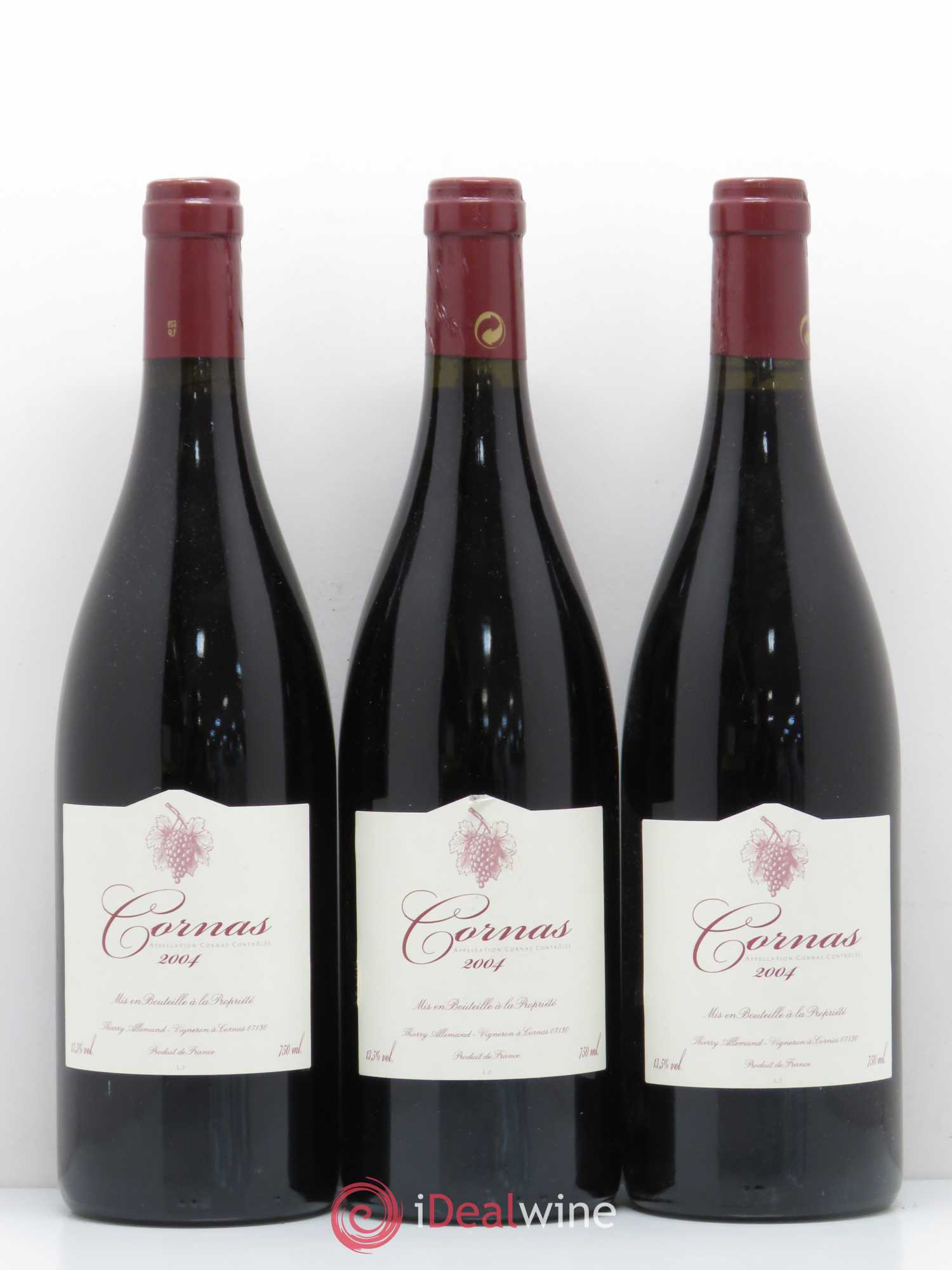 Cornas Thierry Allemand Cuvée sans souffre 2004 - Posten von 3 Flaschen - 0