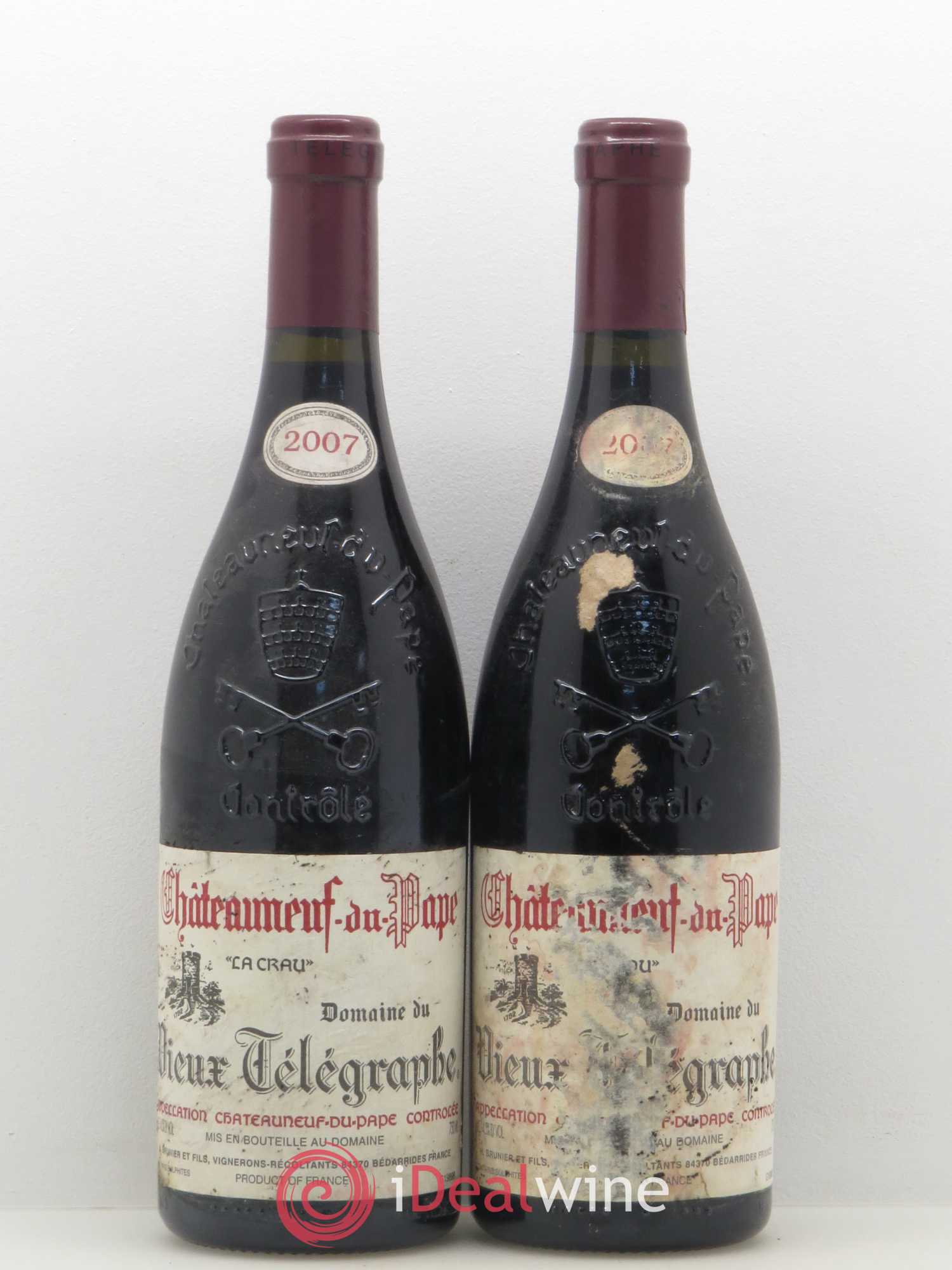 Châteauneuf-du-Pape Vieux Télégraphe (Domaine du) Vignobles Brunier 2007 - Lotto di 2 bottiglie - 0