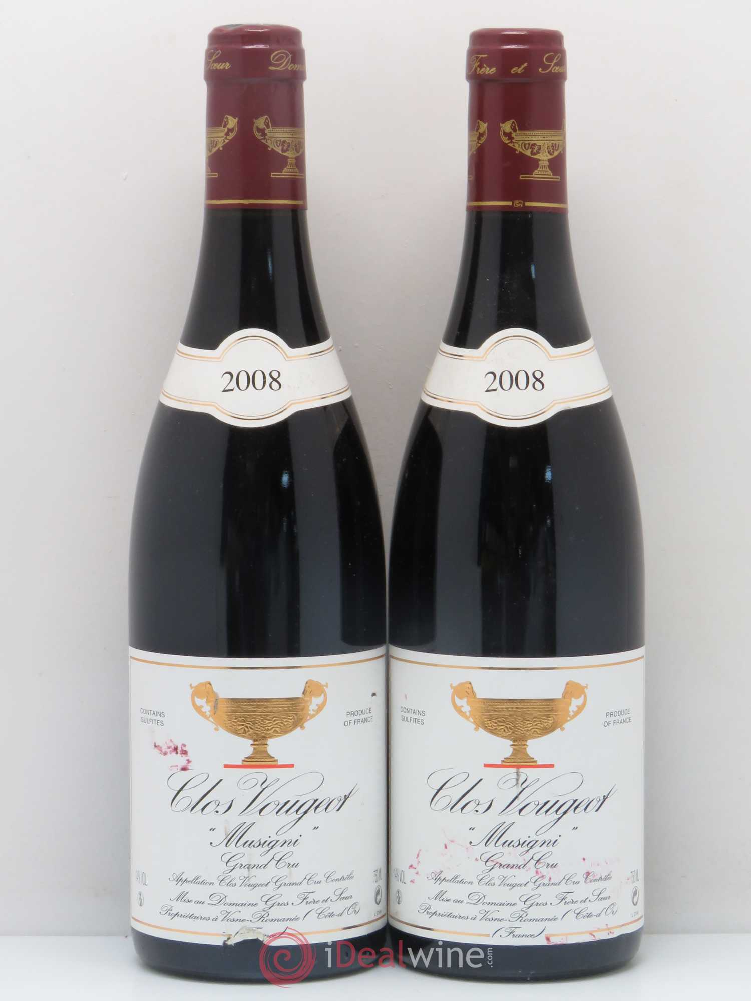 Clos de Vougeot Grand Cru Musigni Gros Frère & Soeur 2008 - Lot de 2 bouteilles - 0