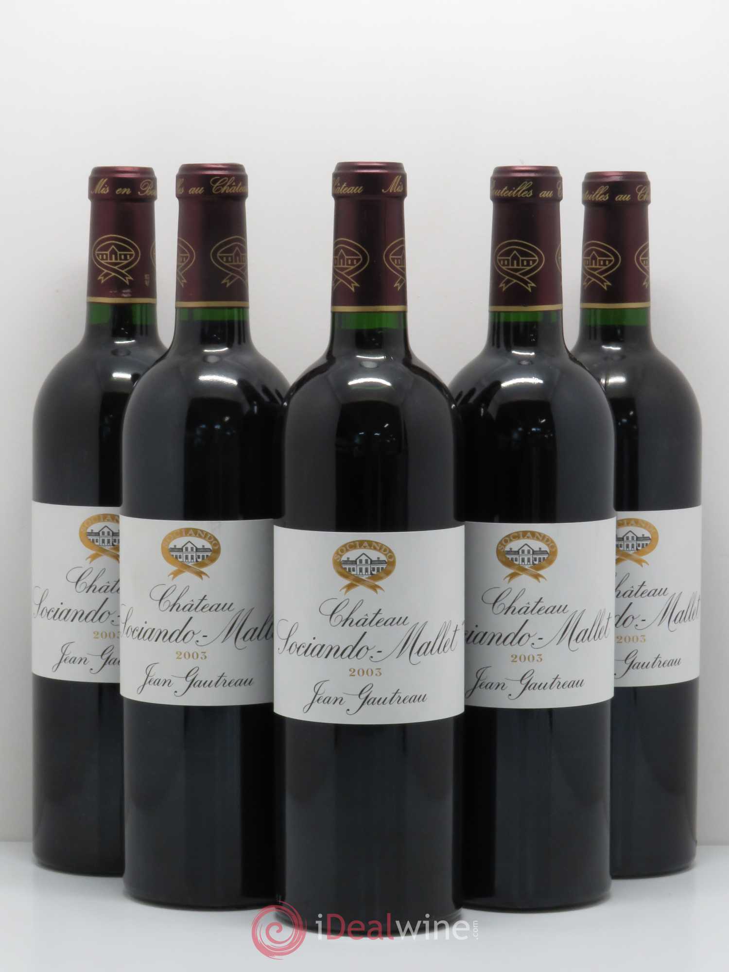 Château Sociando Mallet 2003 - Lot de 5 bouteilles - 0