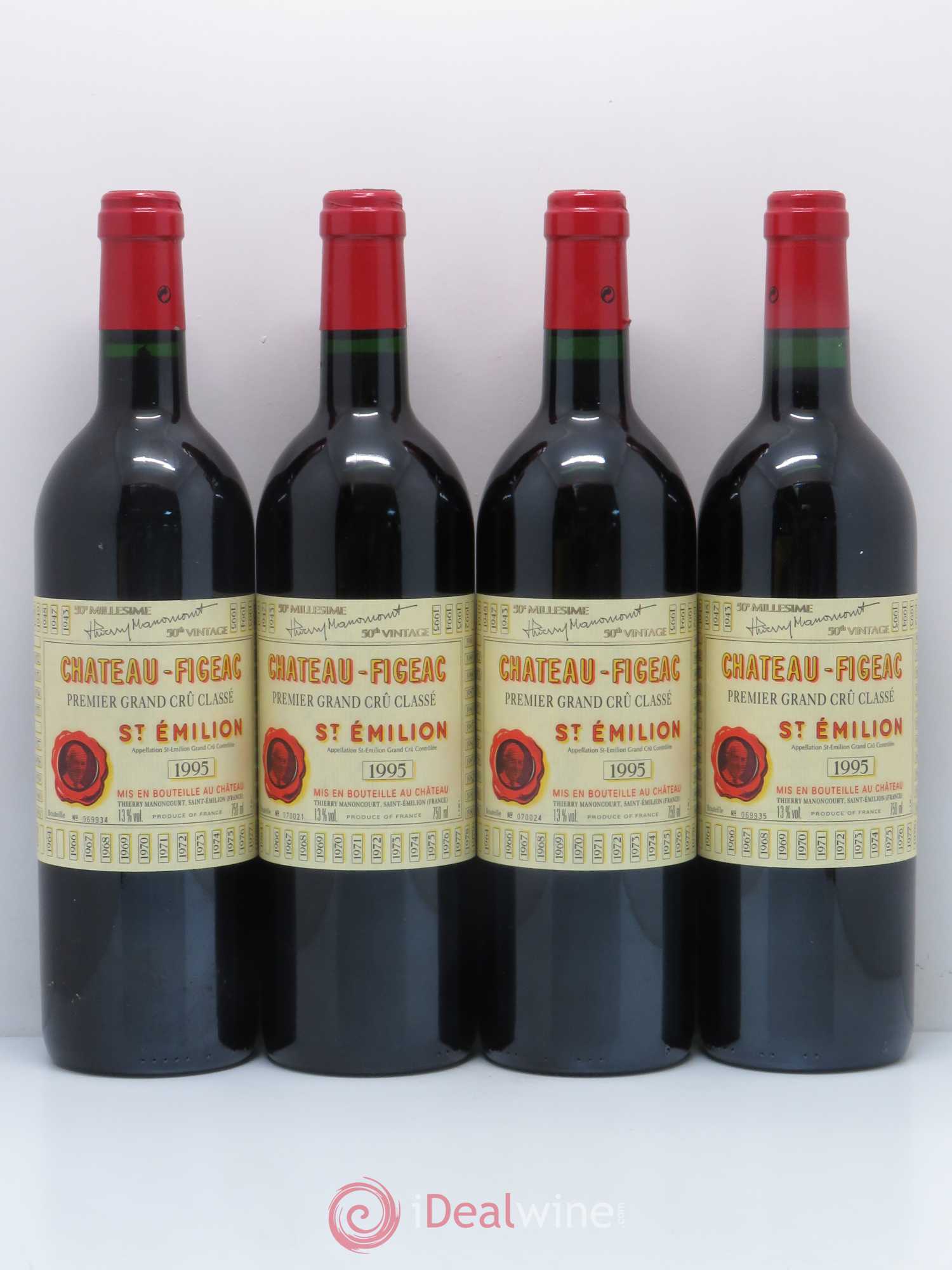 Château Figeac 1er Grand Cru Classé A 1995 - Lot de 4 bouteilles - 0
