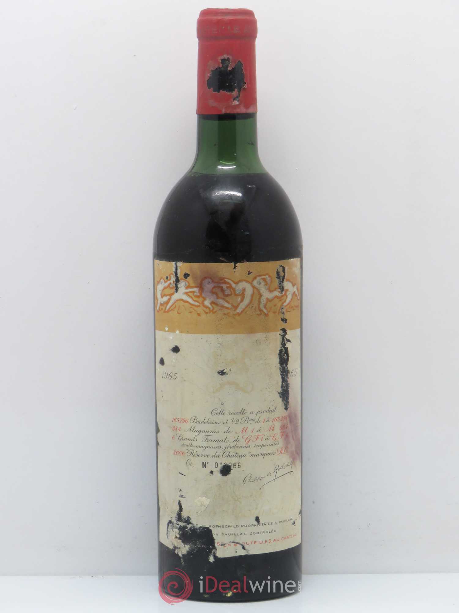 Château Mouton Rothschild 1er Grand Cru Classé 1965 - Lot de 1 bouteille - 0
