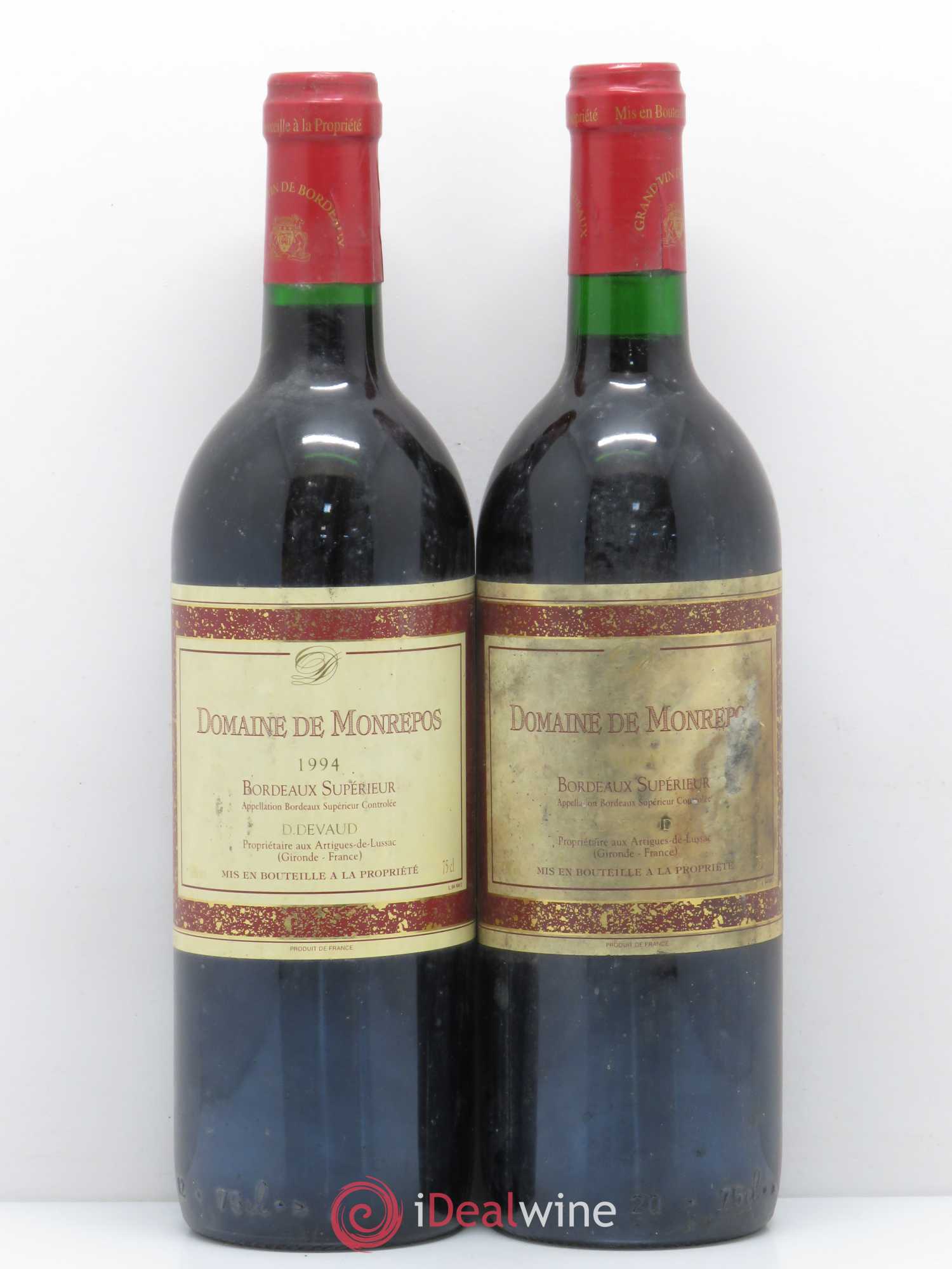 Bordeaux Supérieur Domaine Monrepos (sans prix de réserve) 1994 - Posten von 2 Flaschen - 0