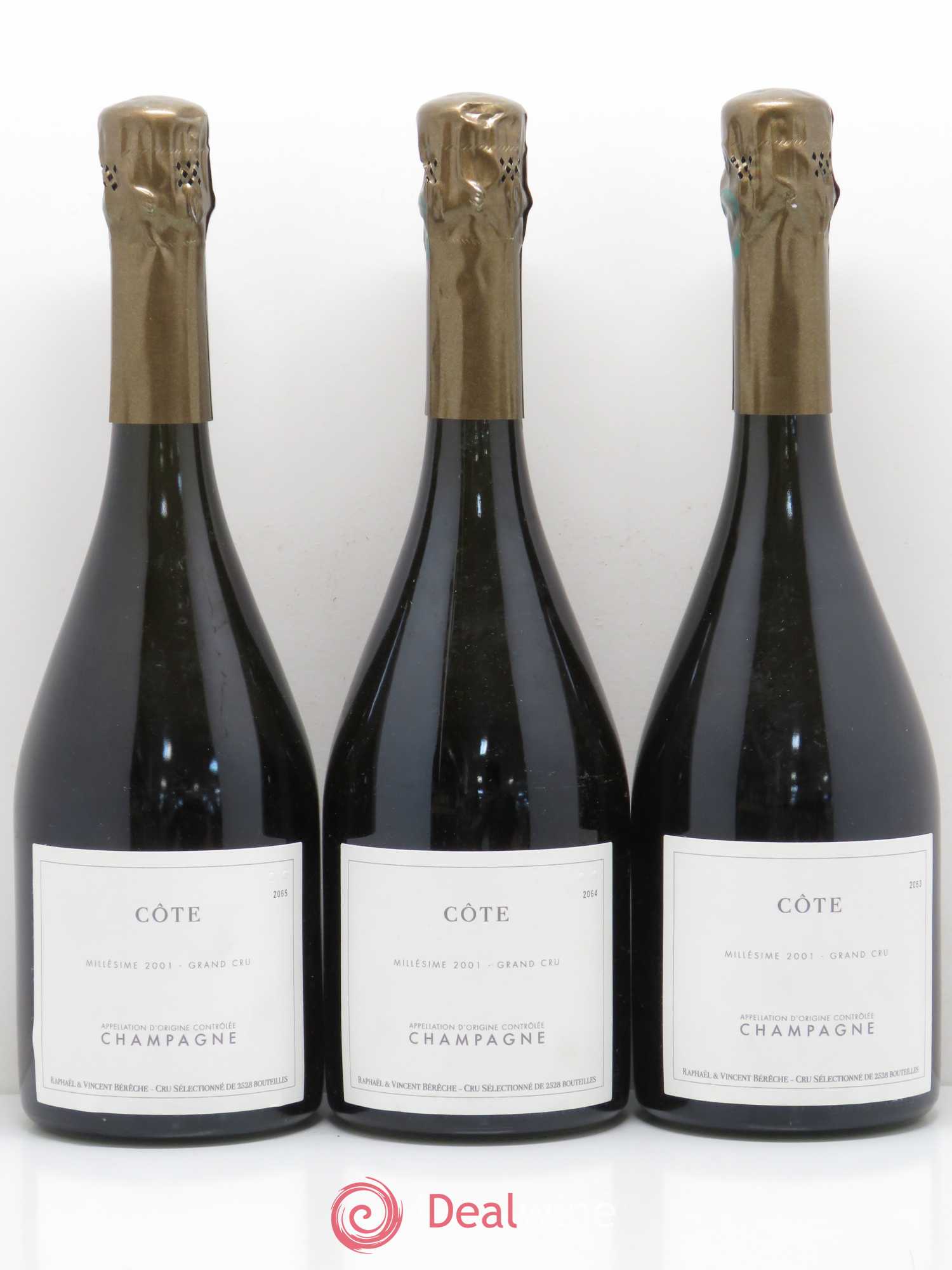 Champagne Grand Cru Extra Brut Côte Bereche 2001 - Posten von 3 Flaschen - 0