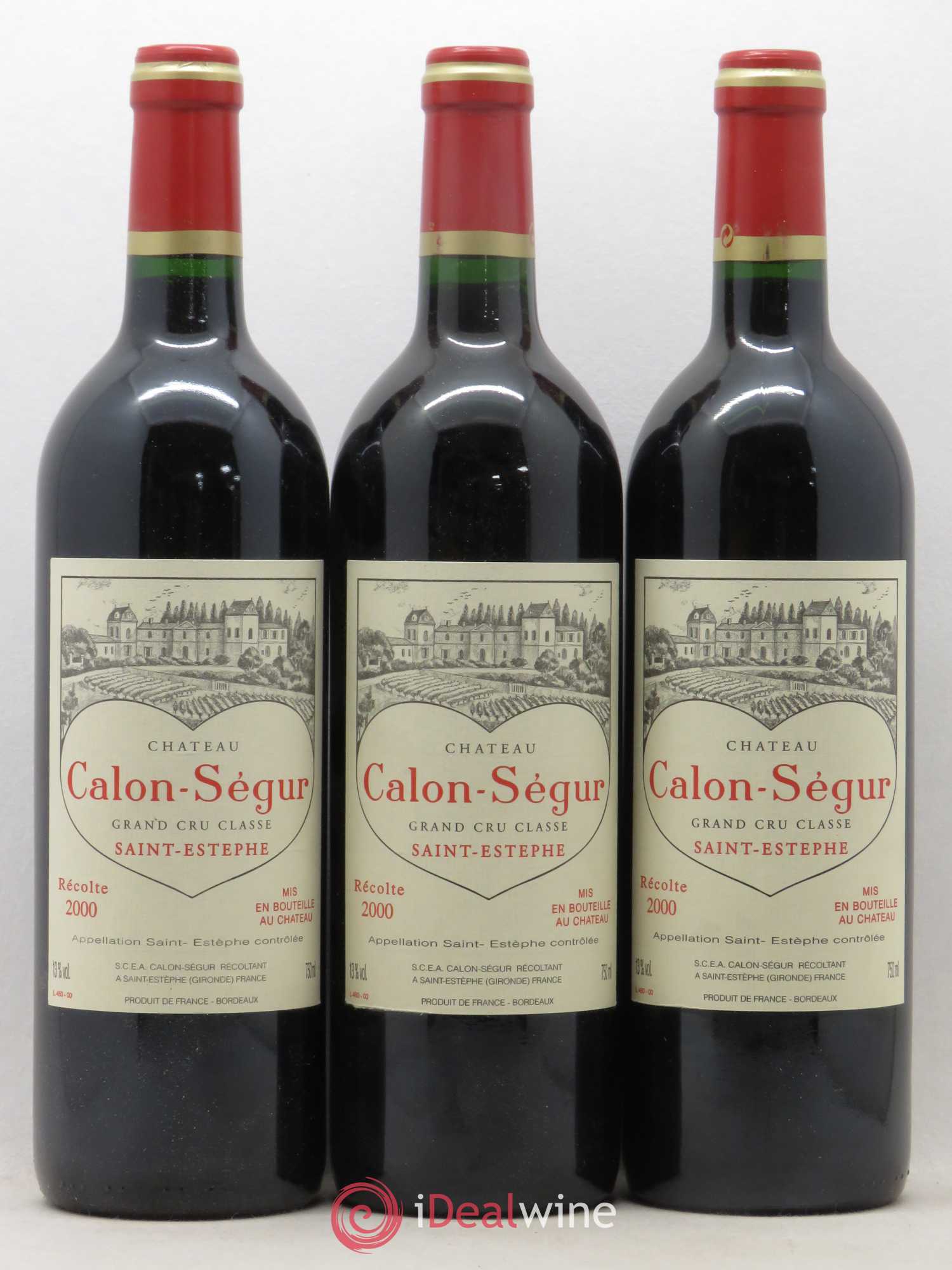 Château Calon Ségur 3ème Grand Cru Classé 2000 - Lot de 3 bouteilles - 0