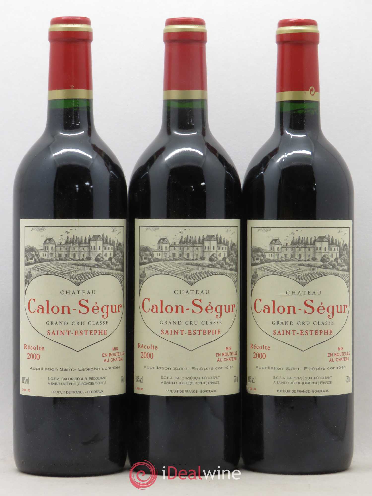 Château Calon Ségur 3ème Grand Cru Classé 2000 - Lot de 3 bouteilles - 0