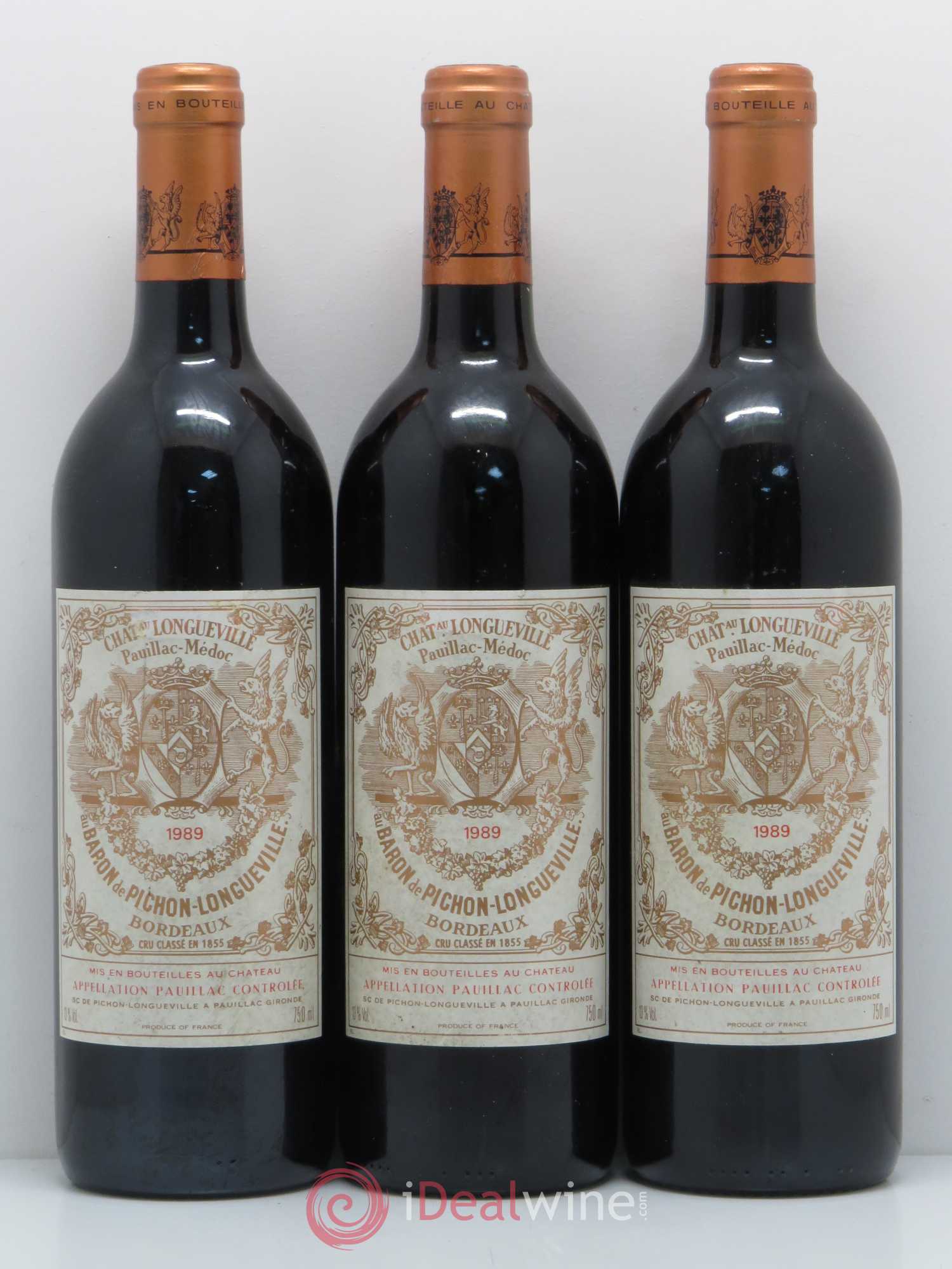 Pichon Longueville Baron 2ème Grand Cru Classé 1989 - Lot de 3 bouteilles - 0