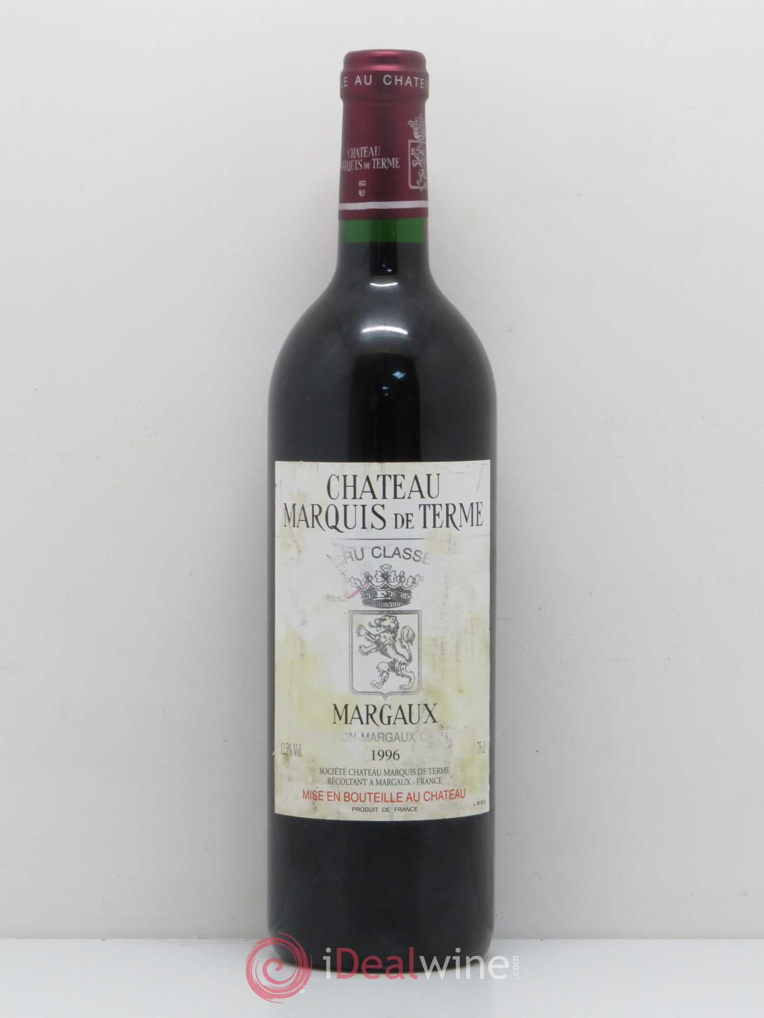 Château Marquis de Terme 4ème Grand Cru Classé 1996 - Lot de 1 bouteille - 0