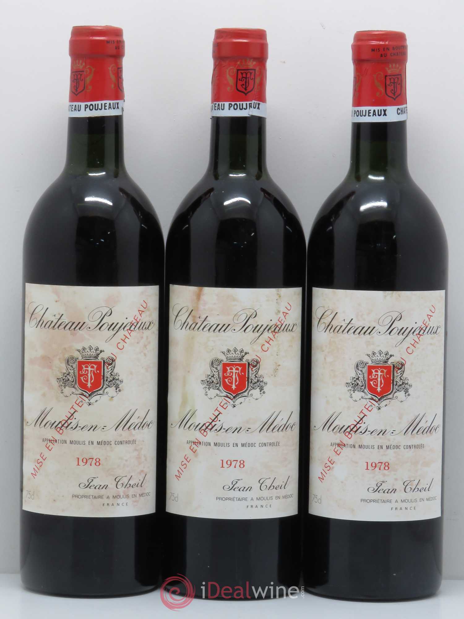 Château Poujeaux 1978 - Lot de 3 bouteilles - 0