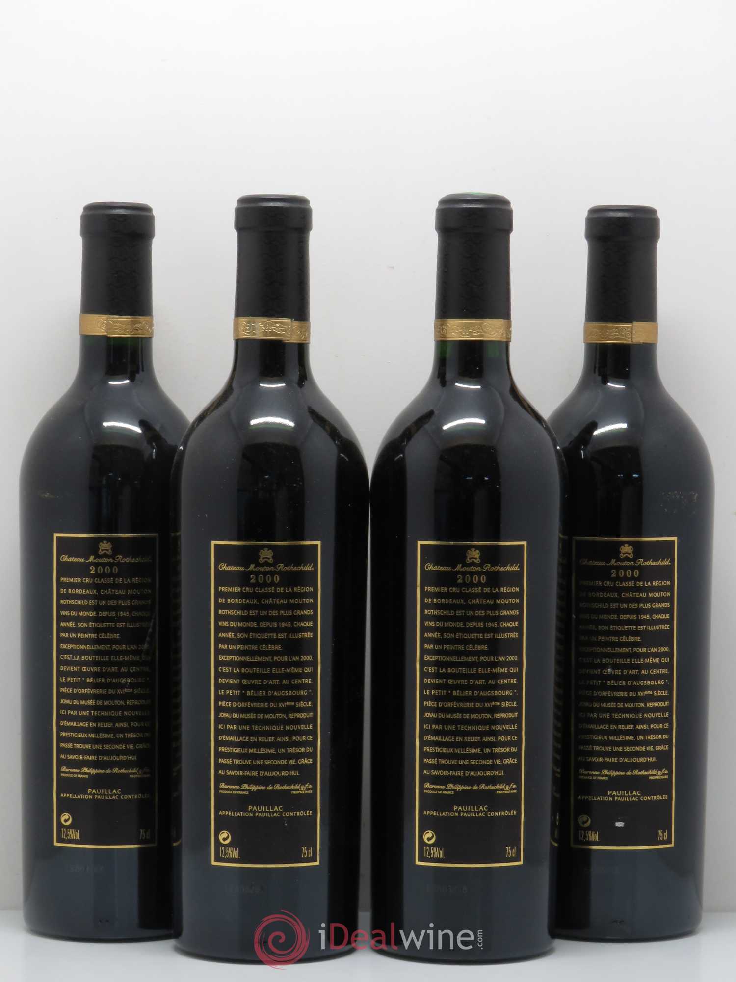 Château Mouton Rothschild 1er Grand Cru Classé 2000 - Lot de 4 bouteilles - 1