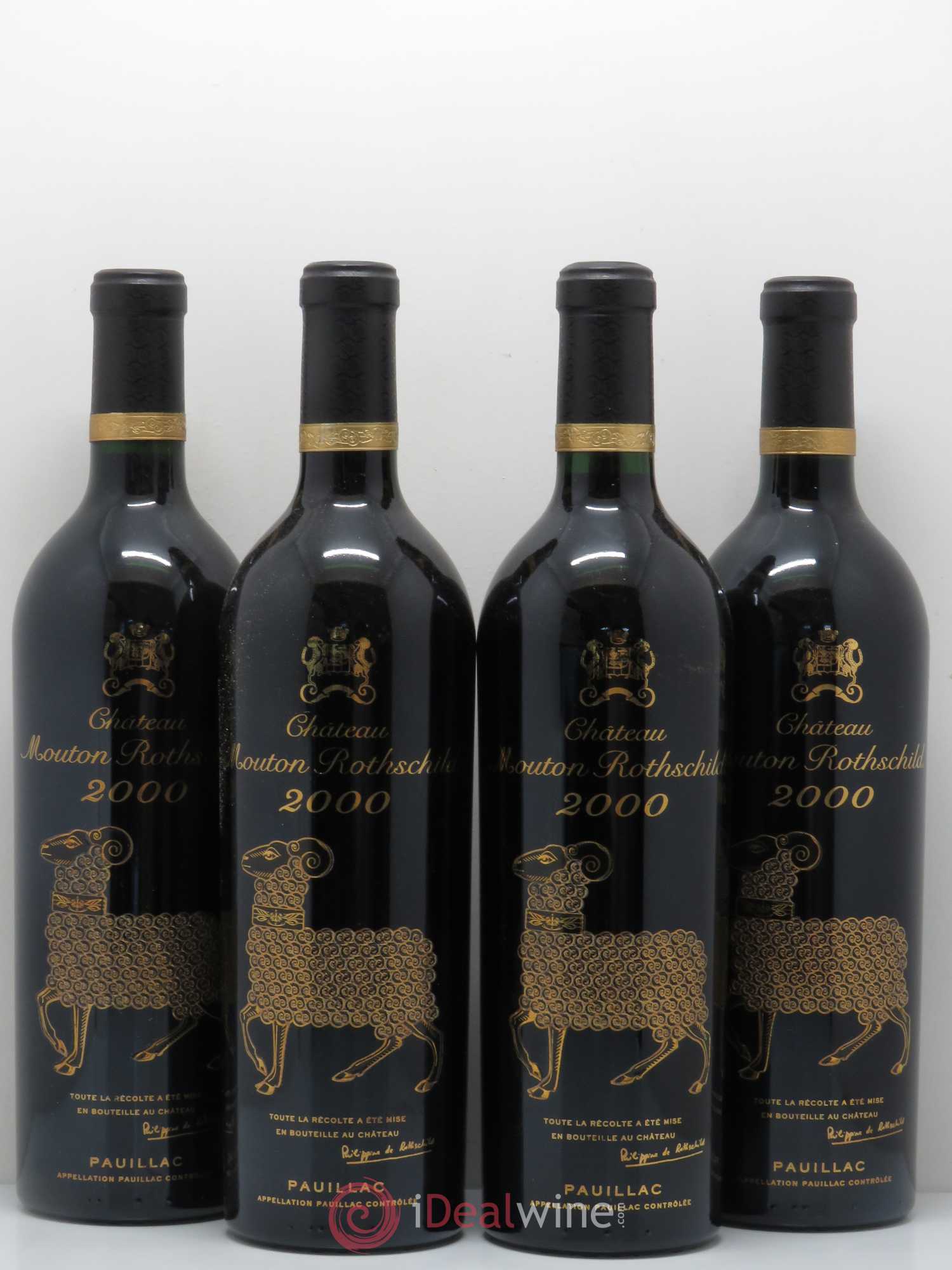 Château Mouton Rothschild 1er Grand Cru Classé 2000 - Lot de 4 bouteilles - 0