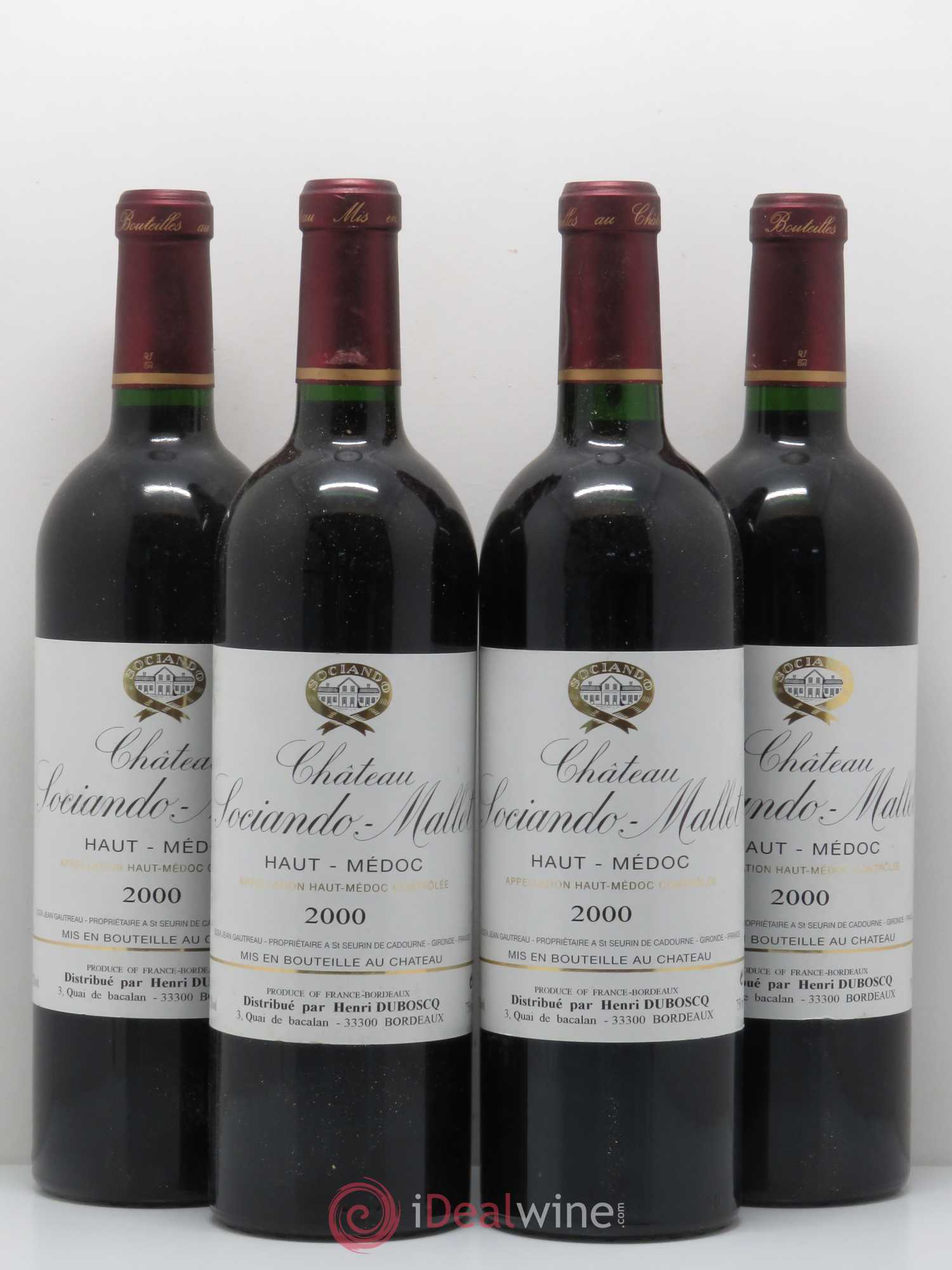 Château Sociando Mallet 2000 - Lot de 4 bouteilles - 0