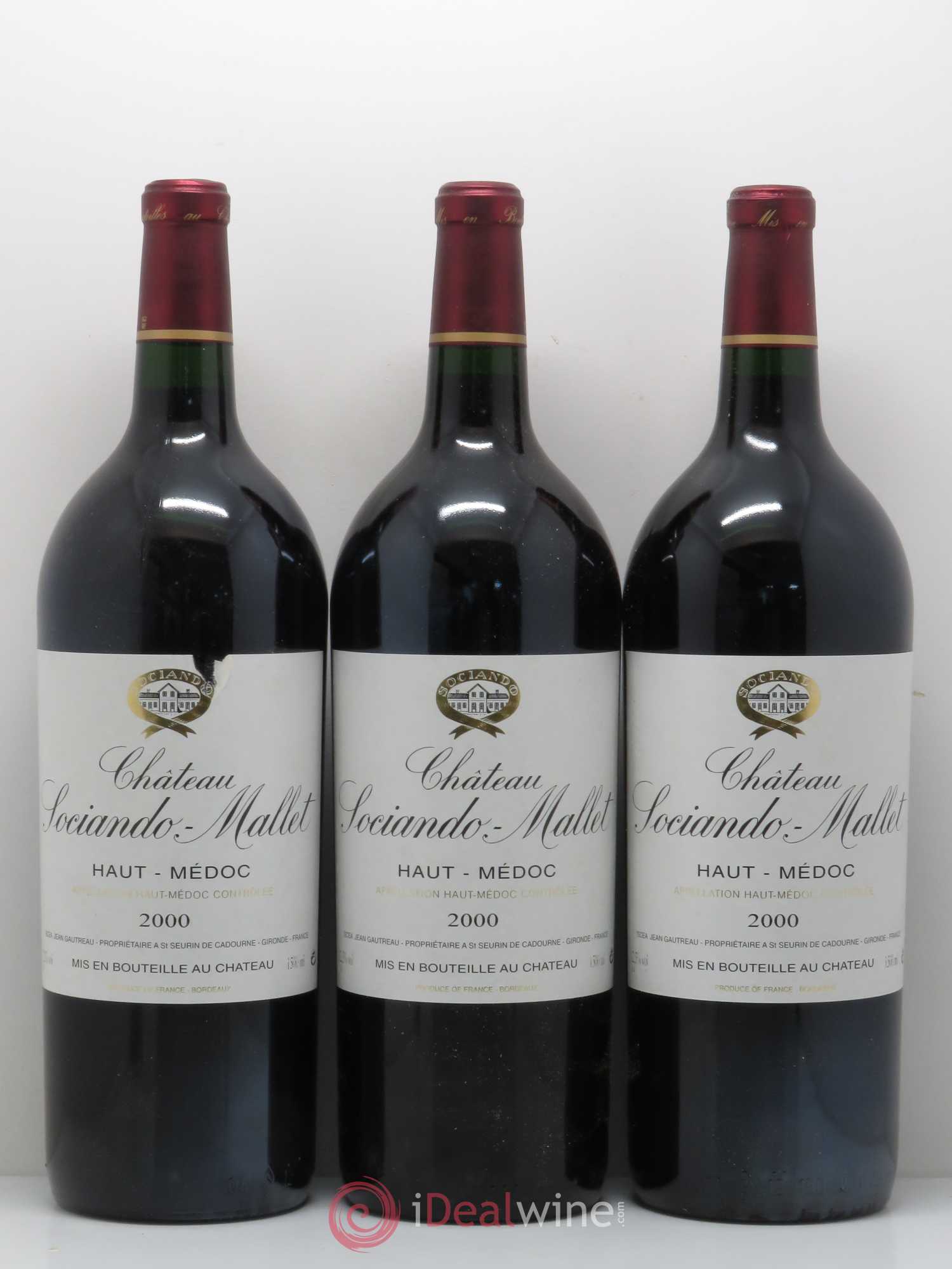 Château Sociando Mallet 2000 - Lot de 3 magnums - 0