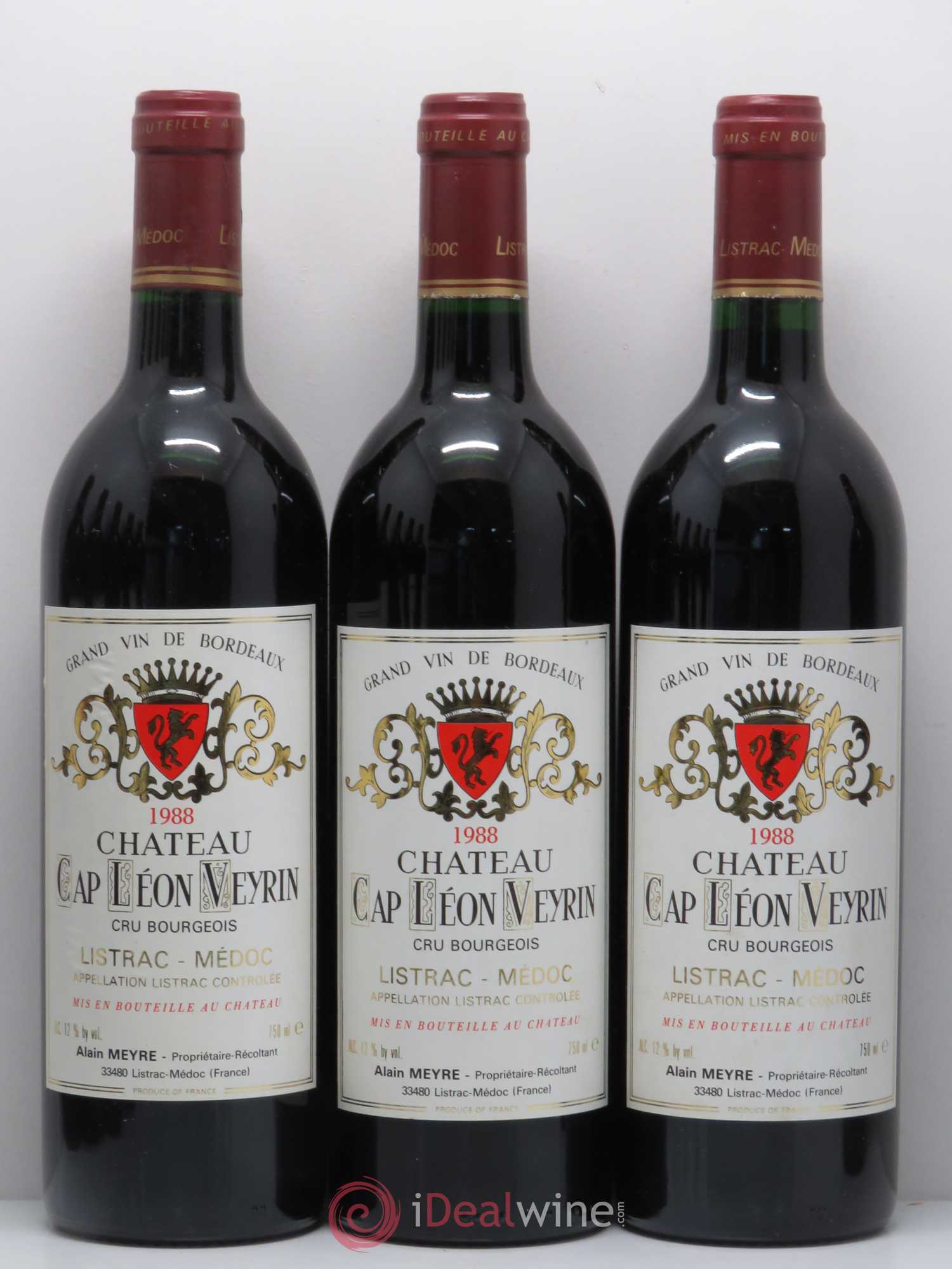 Listrac Château Cap Léon Veyrin 1988 - Posten von 12 Flaschen - 2
