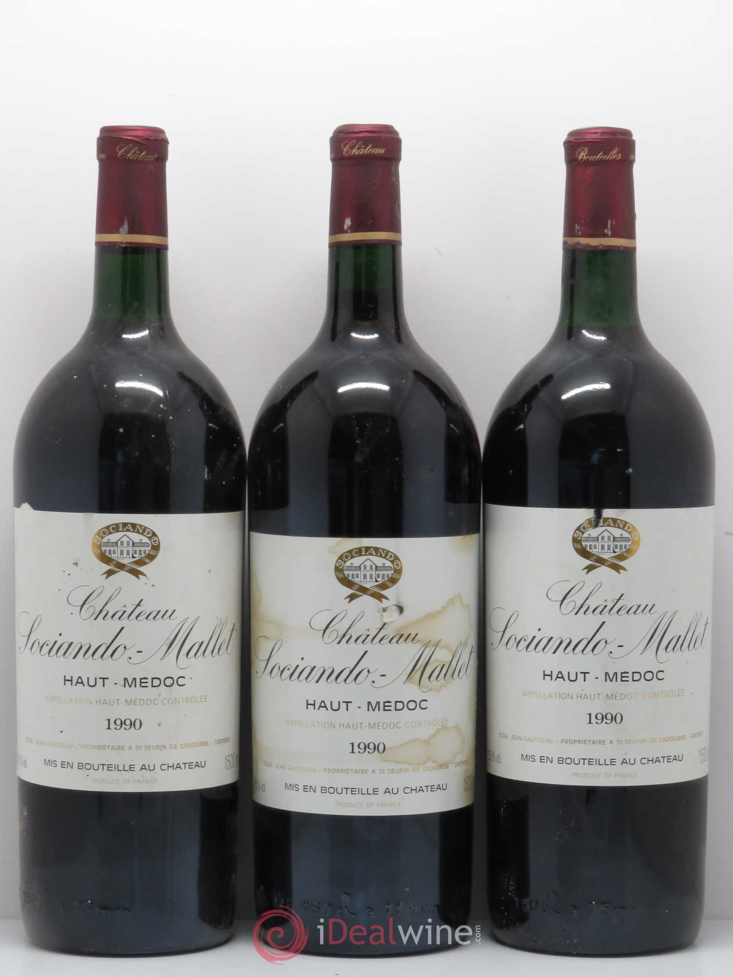 Château Sociando Mallet 1990 - Lot de 3 magnums - 0