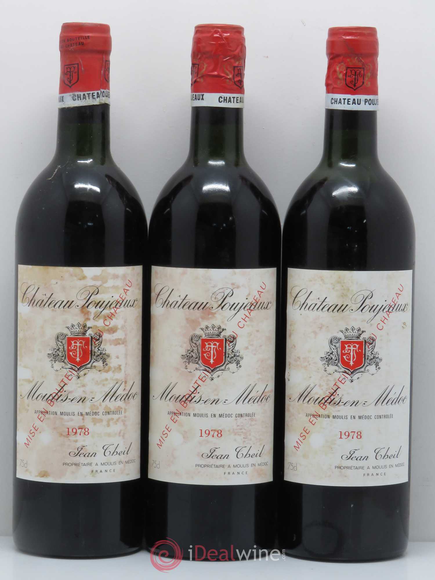 Château Poujeaux 1978 - Lot de 3 bouteilles - 0