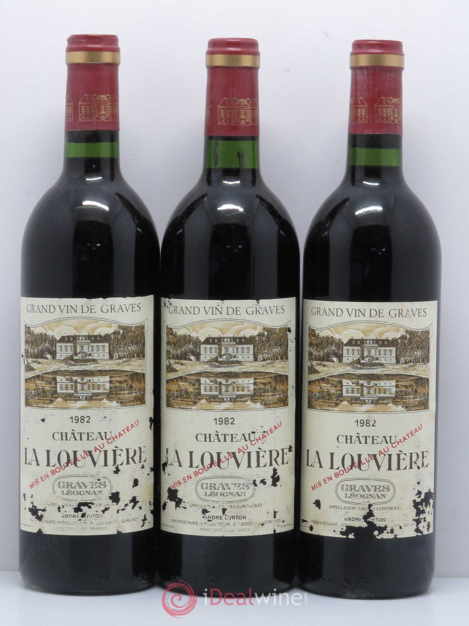 Château la Louvière 1982 - Lot de 3 bouteilles - 0
