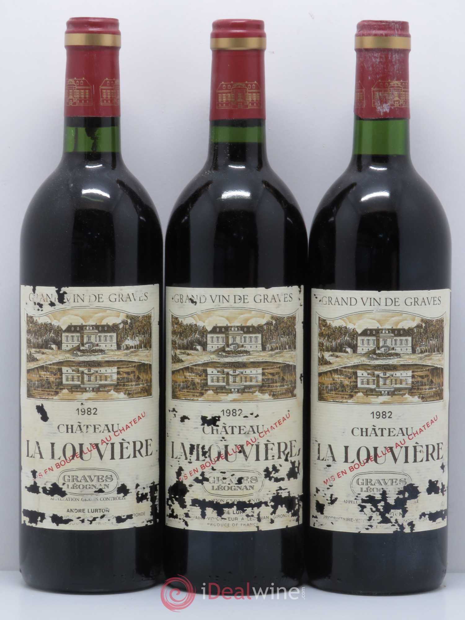 Château la Louvière 1982 - Lot de 3 bouteilles - 0