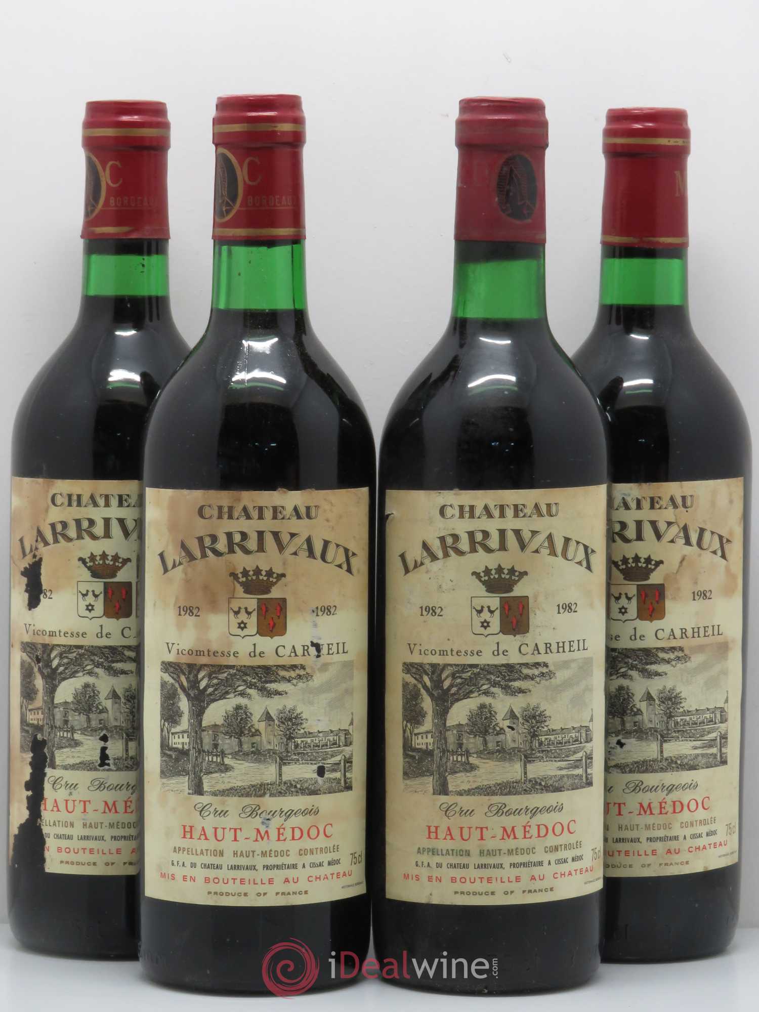 Château Larrivaux Cru Bourgeois 1982 - Lot de 4 bouteilles - 0