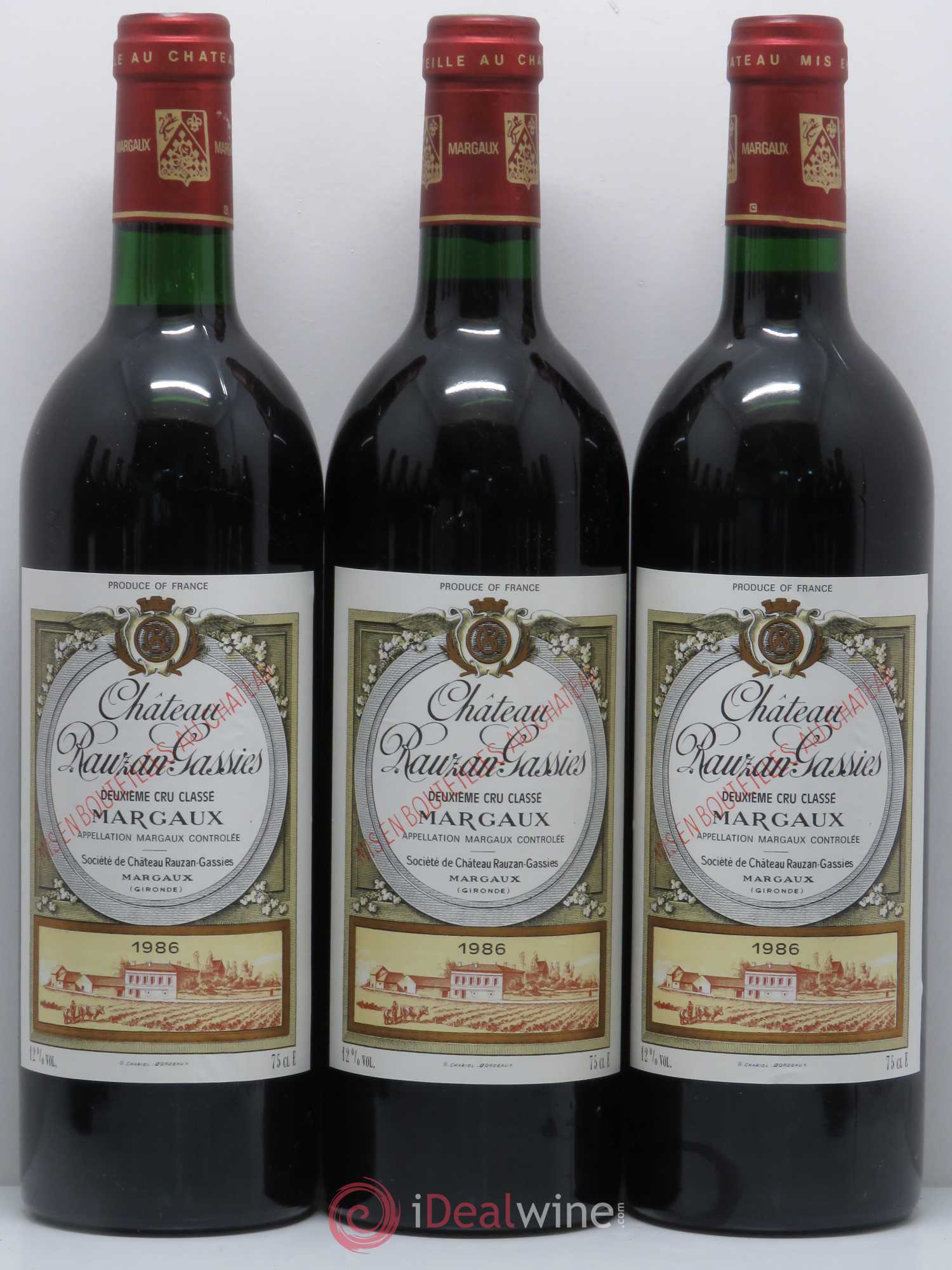 Château Rauzan-Gassies 2ème Grand Cru Classé 1986 - Lot de 12 bouteilles - 1