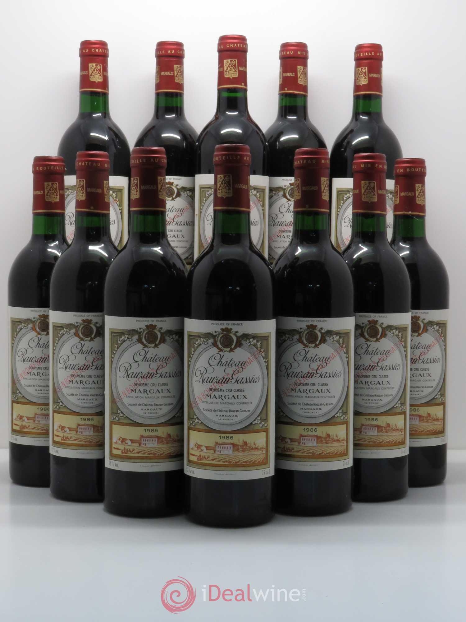 Château Rauzan-Gassies 2ème Grand Cru Classé 1986 - Lot de 12 bouteilles - 0
