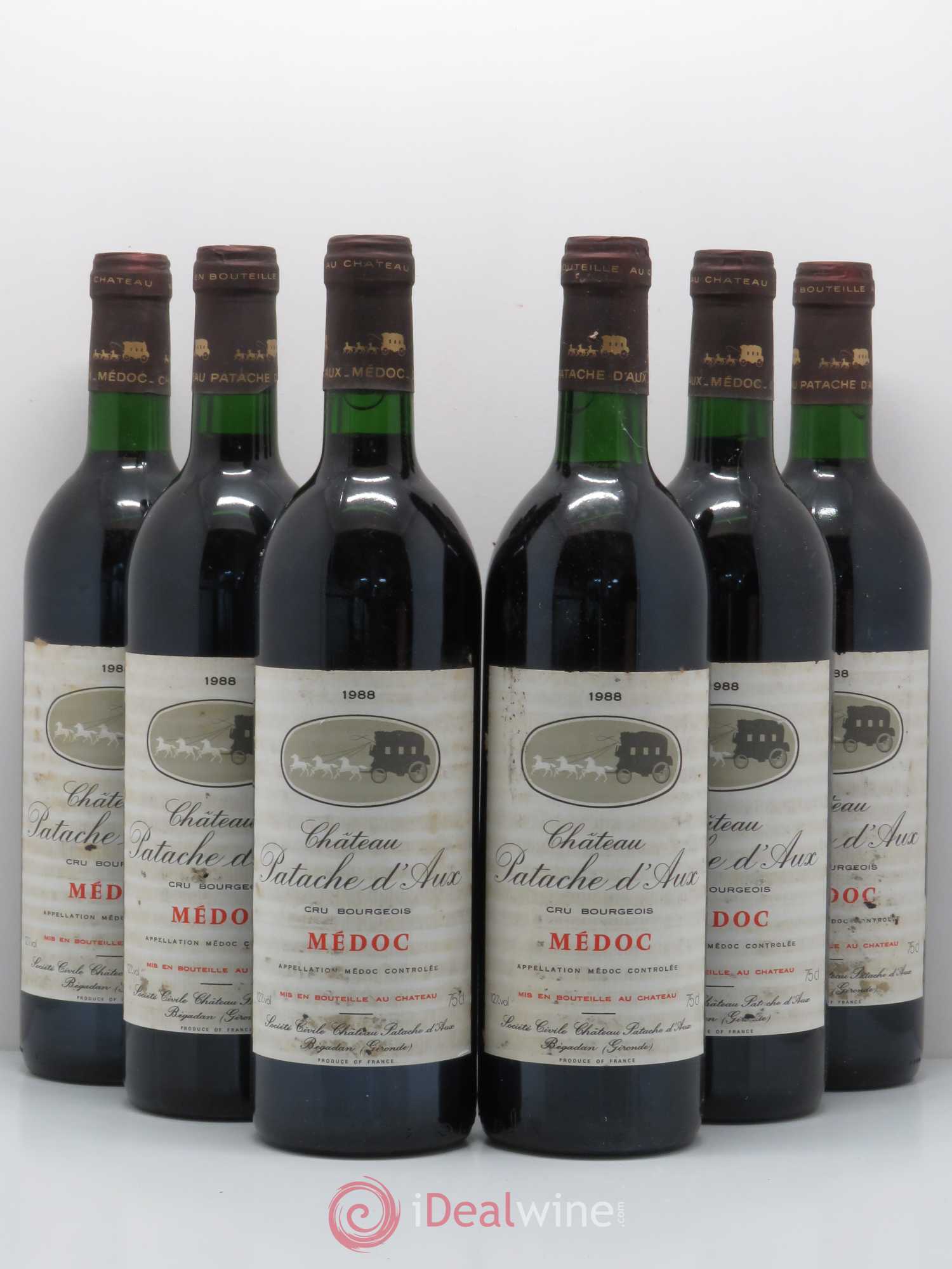 Château Patache d'Aux Cru Bourgeois 1988 - Lot de 6 bouteilles - 0