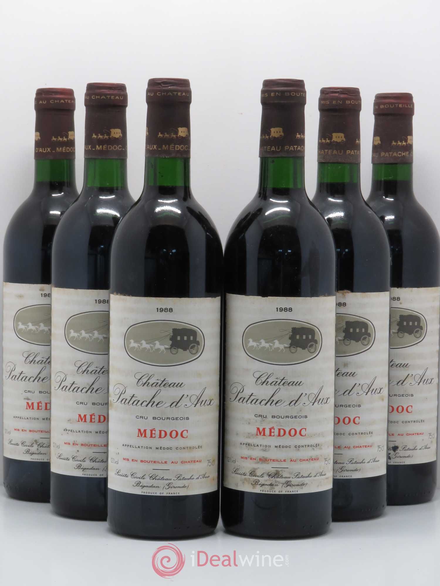 Château Patache d'Aux Cru Bourgeois 1988 - Lot de 6 bouteilles - 0