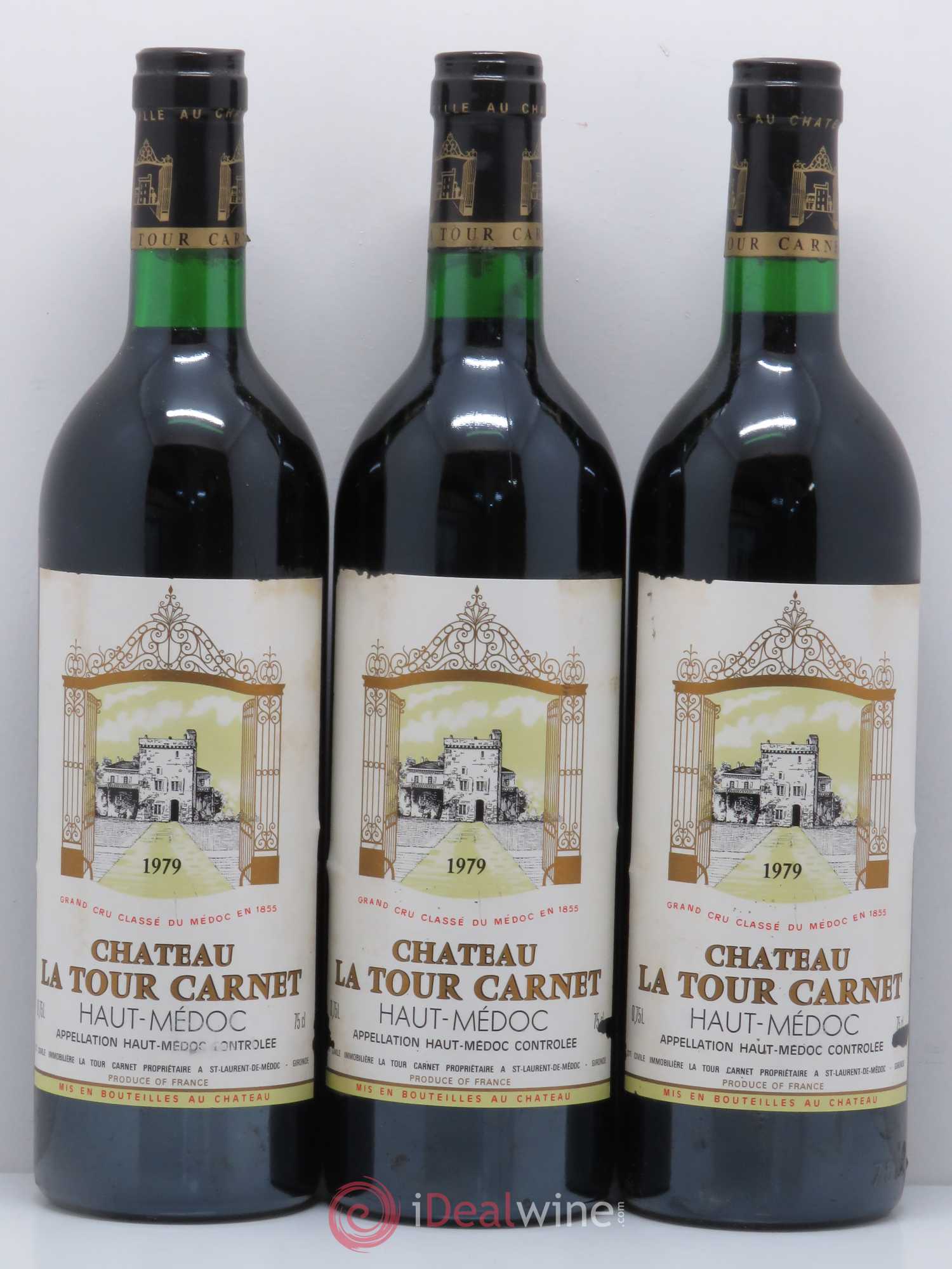 Château la Tour Carnet 4ème Grand Cru Classé 1979 - Lot de 3 bouteilles - 0