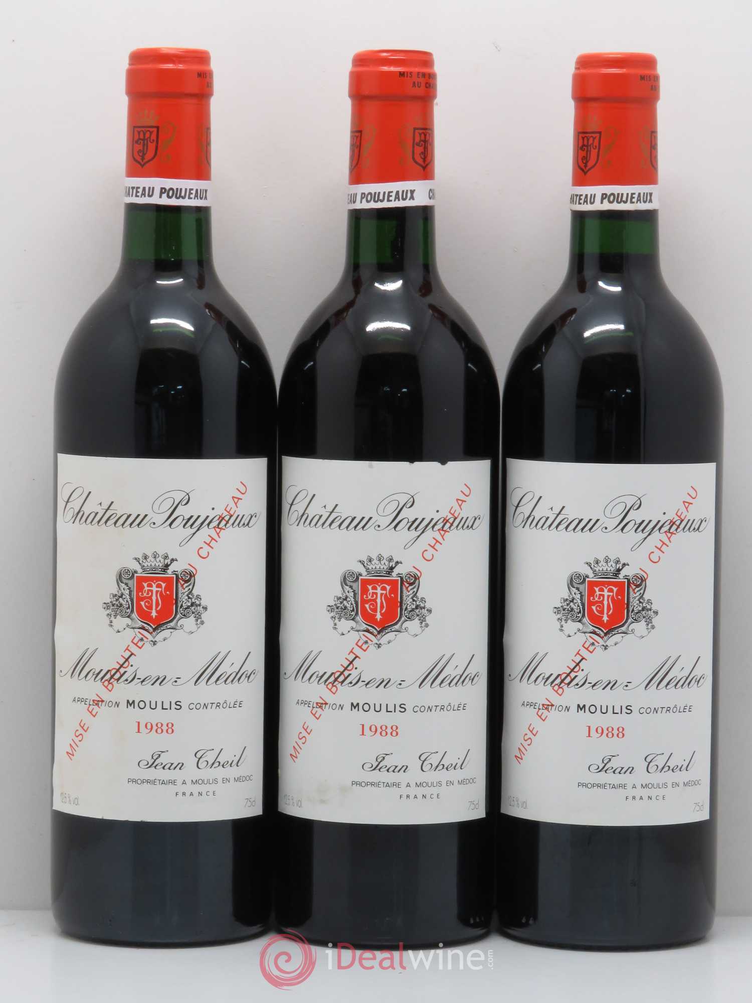 Château Poujeaux 1988 - Lot de 3 bouteilles - 0