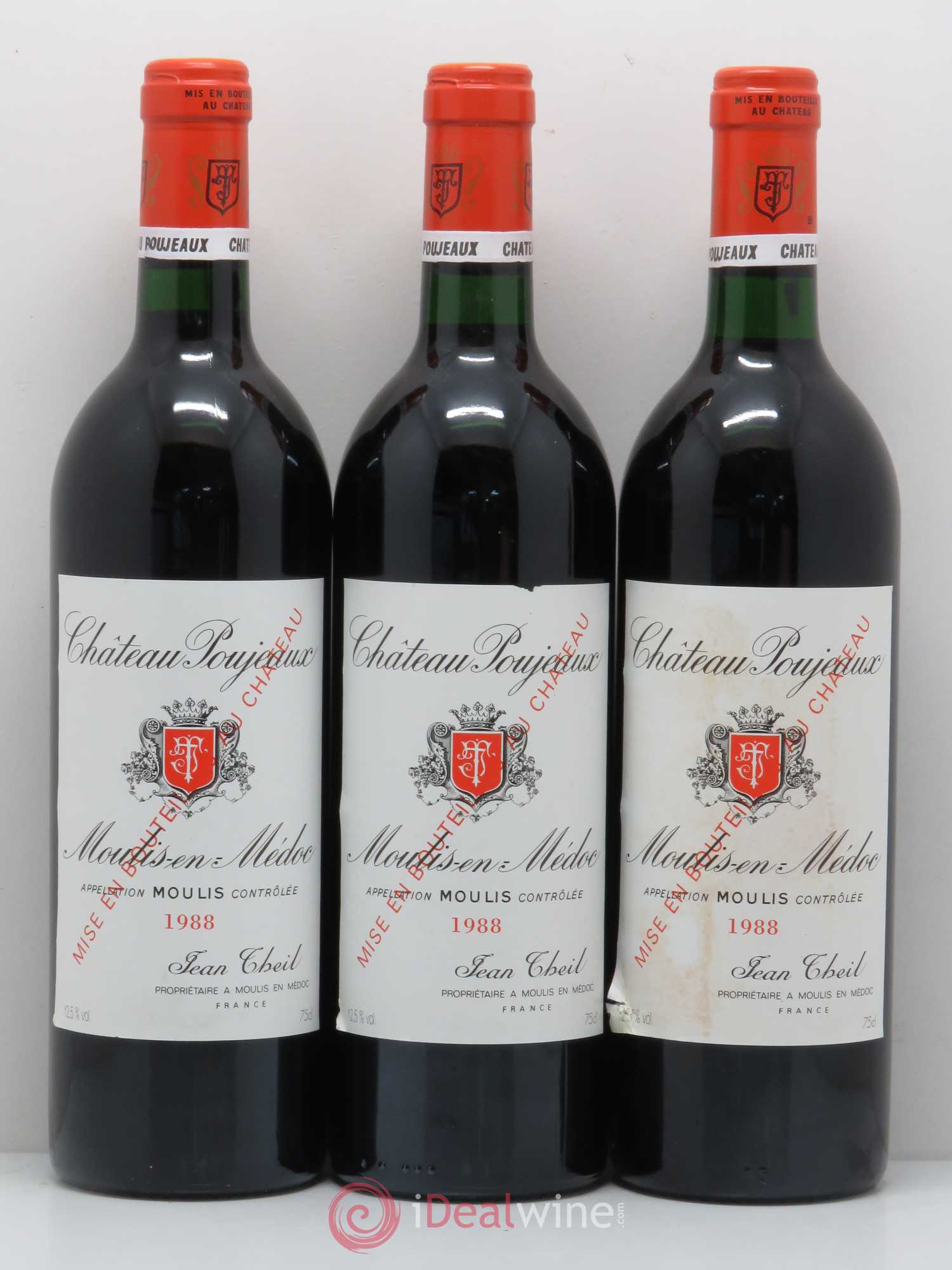 Château Poujeaux 1988 - Lot de 3 bouteilles - 0