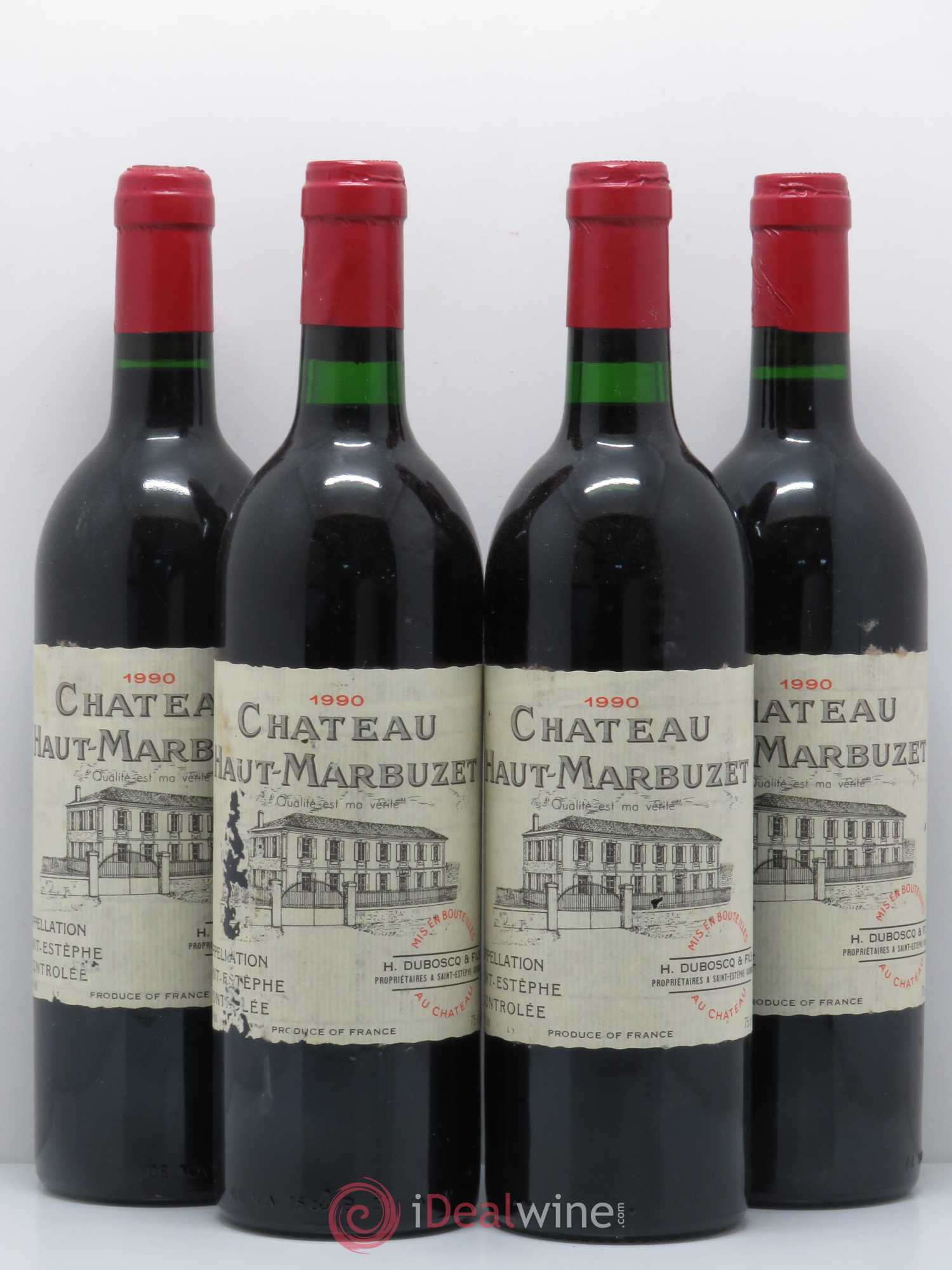 Château Haut Marbuzet 1990 - Lot de 4 bouteilles - 0