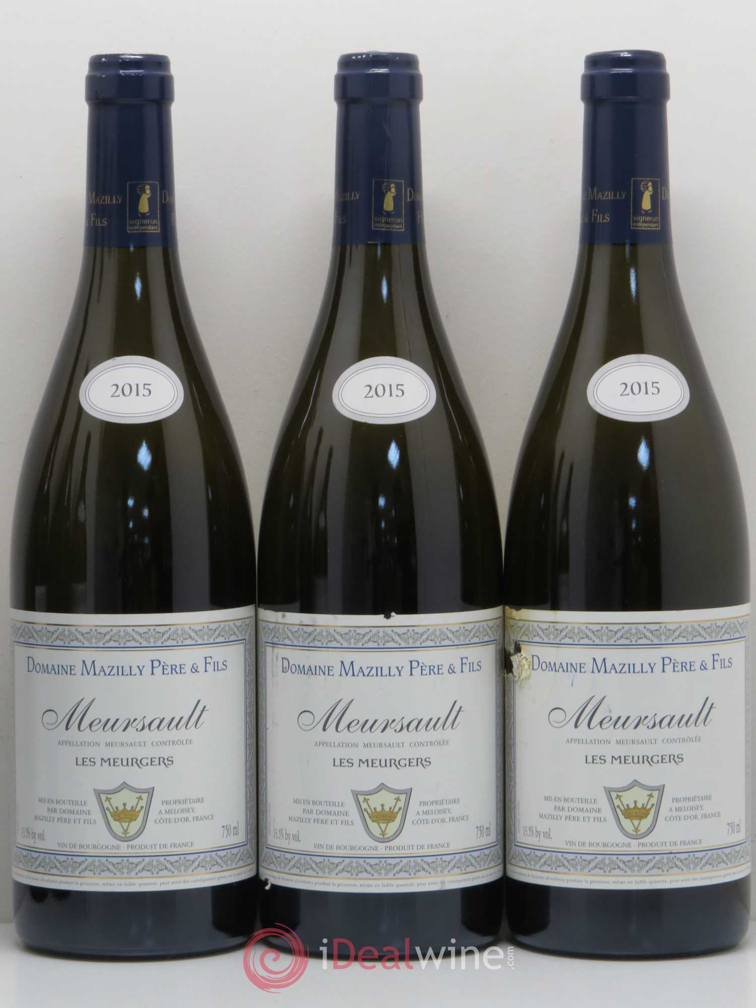 Meursault Les Meurgers Domaine Mazilly Père & Fils 2015 - Posten von 6 Flaschen - 1