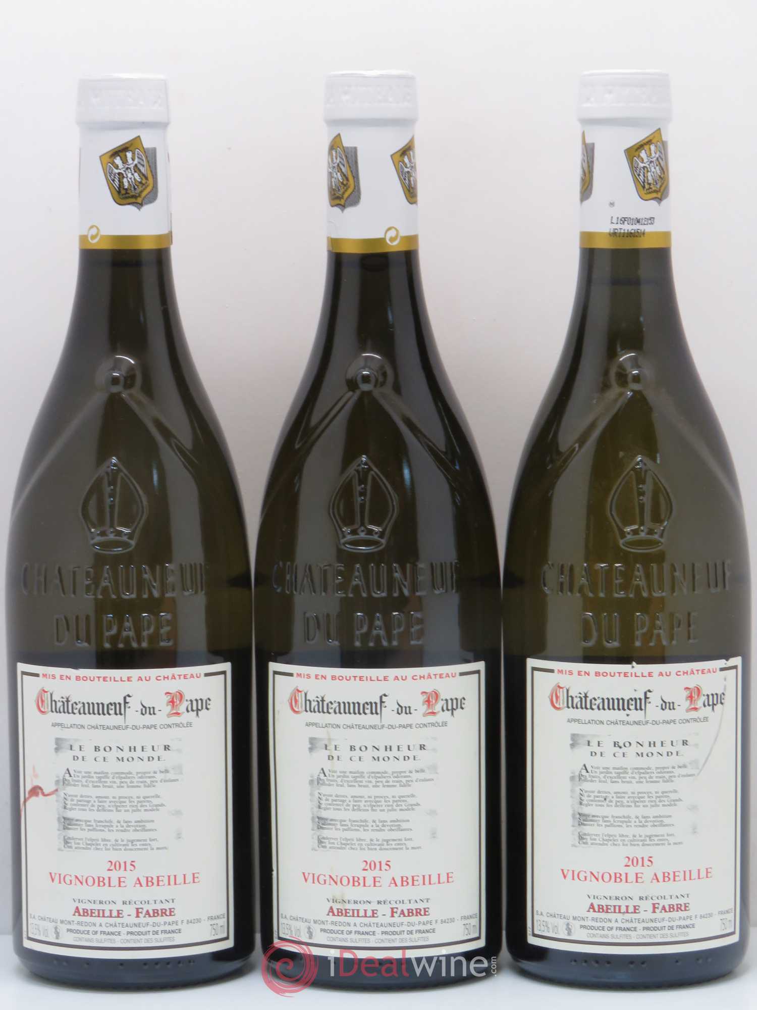 Châteauneuf-du-Pape Vignoble Abeille 2015 - Posten von 3 Flaschen - 0