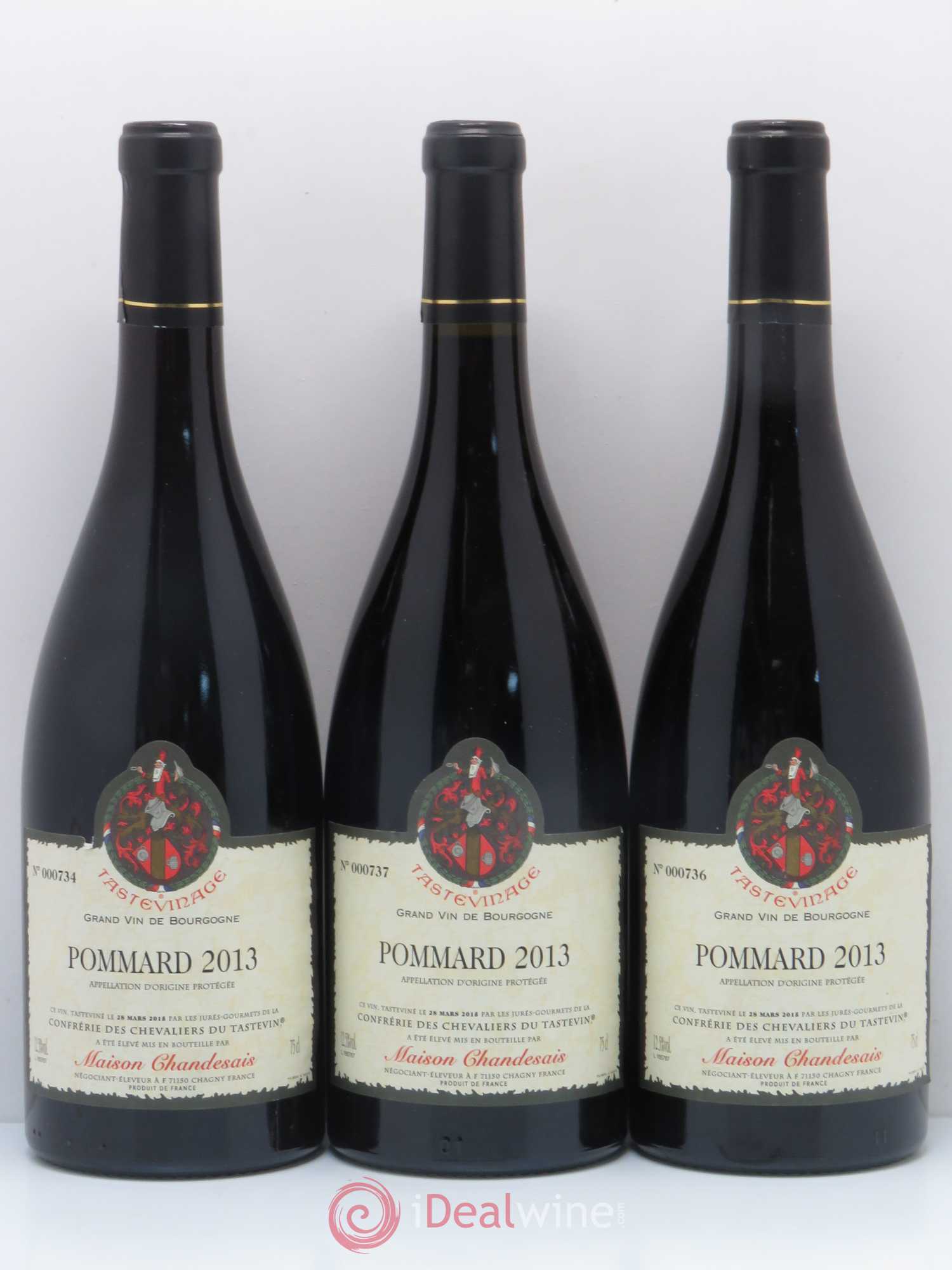 Pommard Confrèrie Des Chevaliers Du Tastevin Maison Chandesais 2013 - Posten von 3 Flaschen - 0