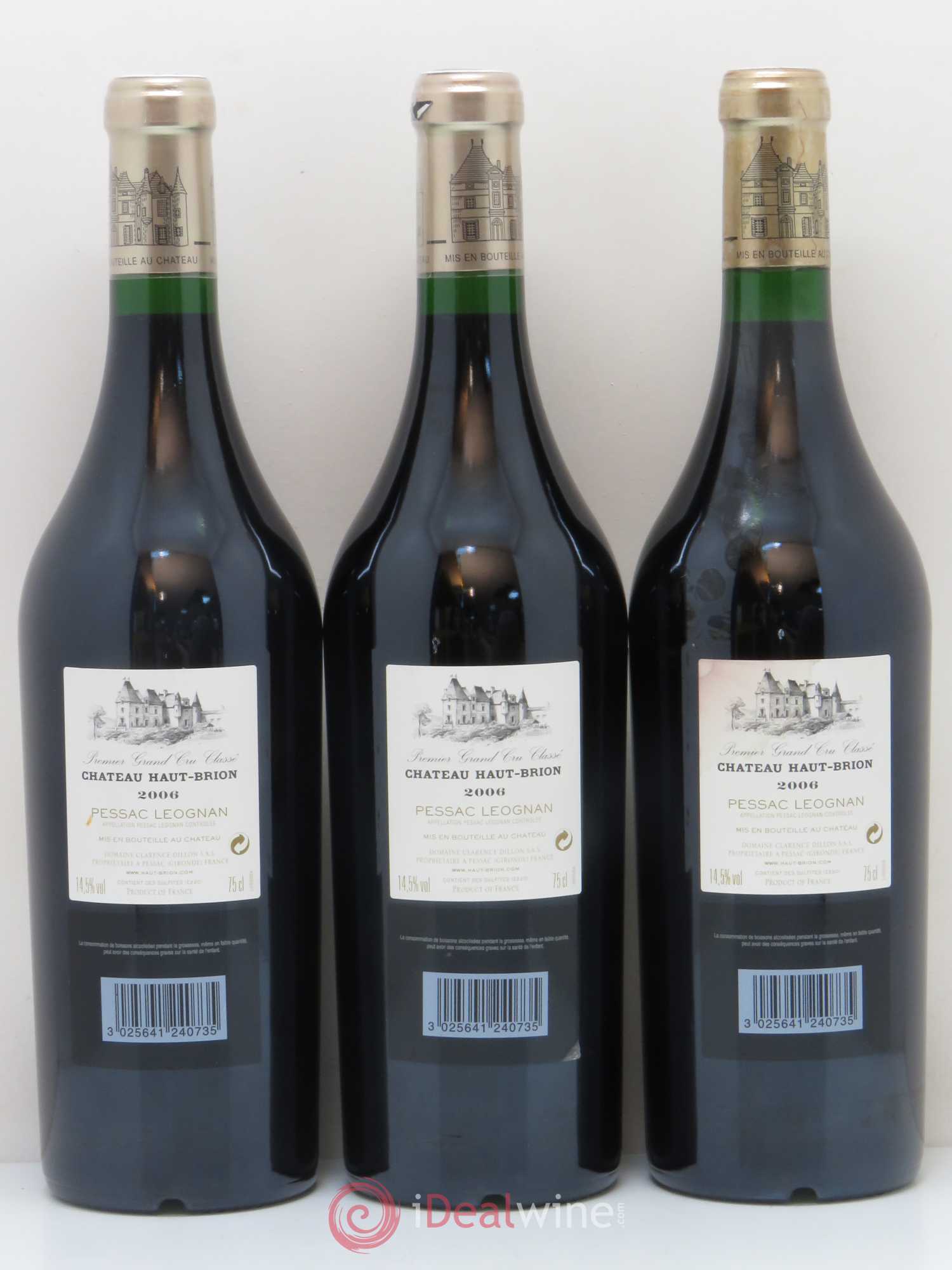Château Haut Brion 1er Grand Cru Classé 2006 - Lot de 3 bouteilles - 1