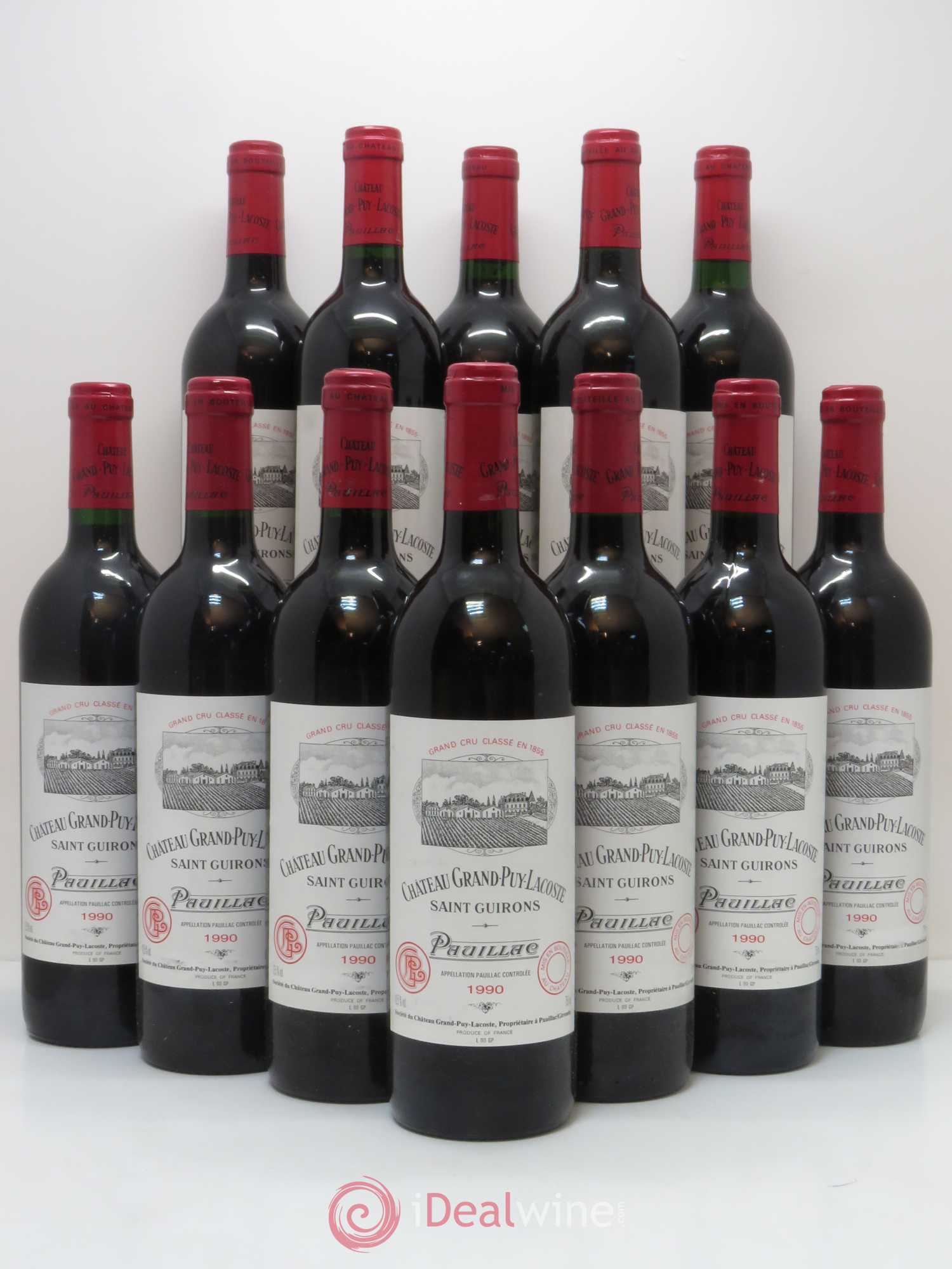 Château Grand Puy Lacoste 5ème Grand Cru Classé 1990 - Lot de 12 bouteilles - 0