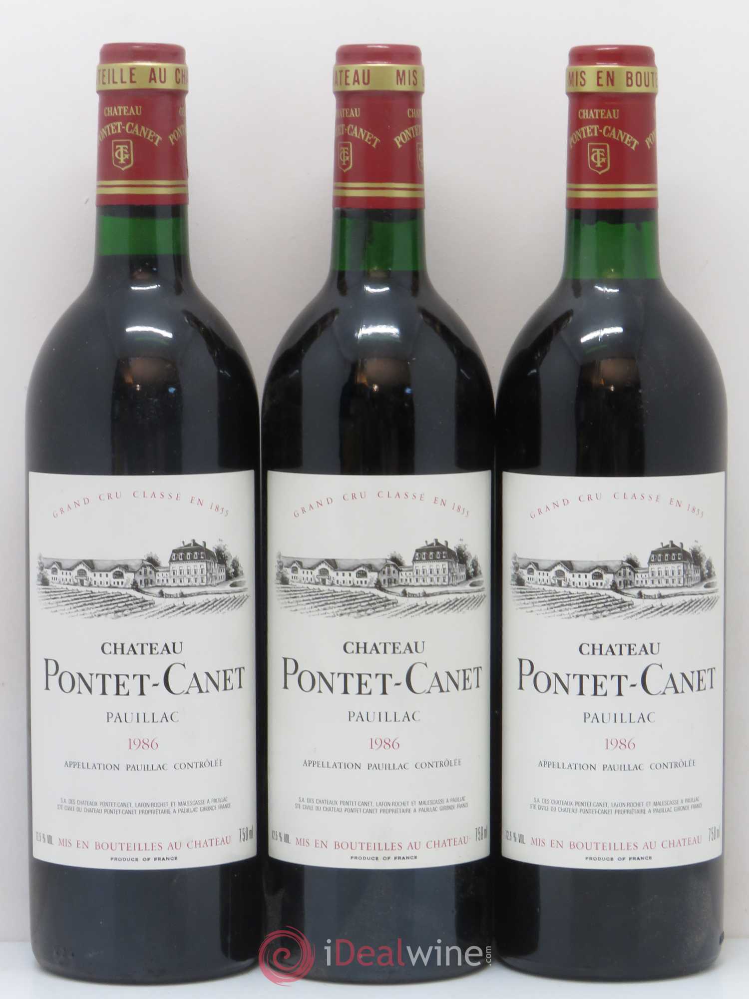 Château Pontet Canet 5ème Grand Cru Classé 1986 - Lot de 12 bouteilles - 1