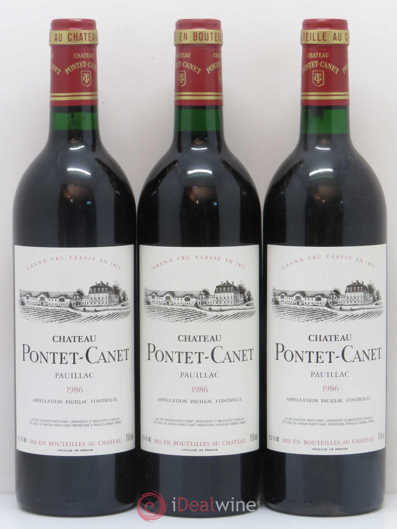 Château Pontet Canet 5ème Grand Cru Classé 1986 - Lot de 12 bouteilles - 1