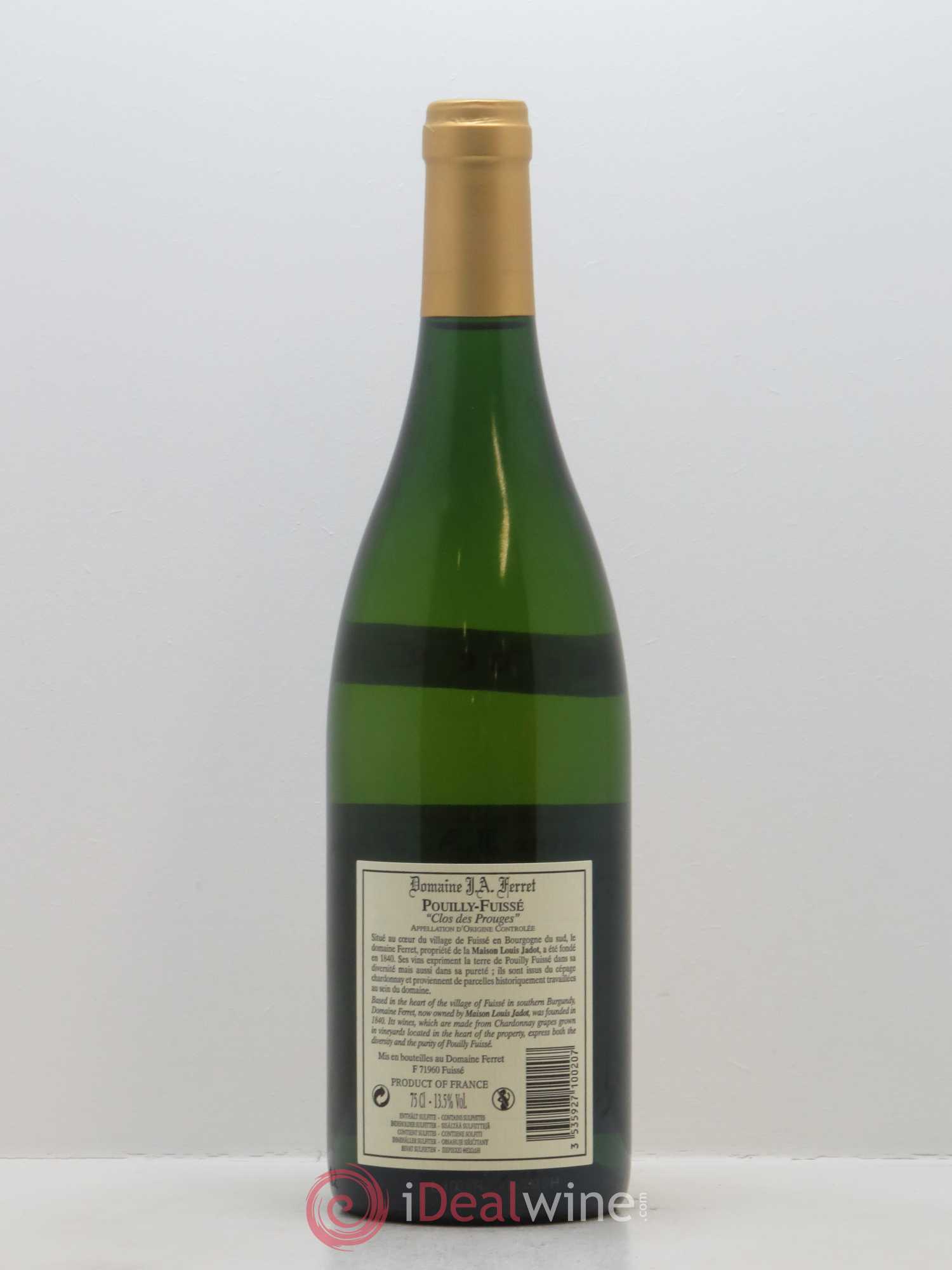 Pouilly-Fuissé Tête de Cru Clos des Prouges J.A. Ferret (Domaine) 2016 - Lot de 1 bouteille - 1